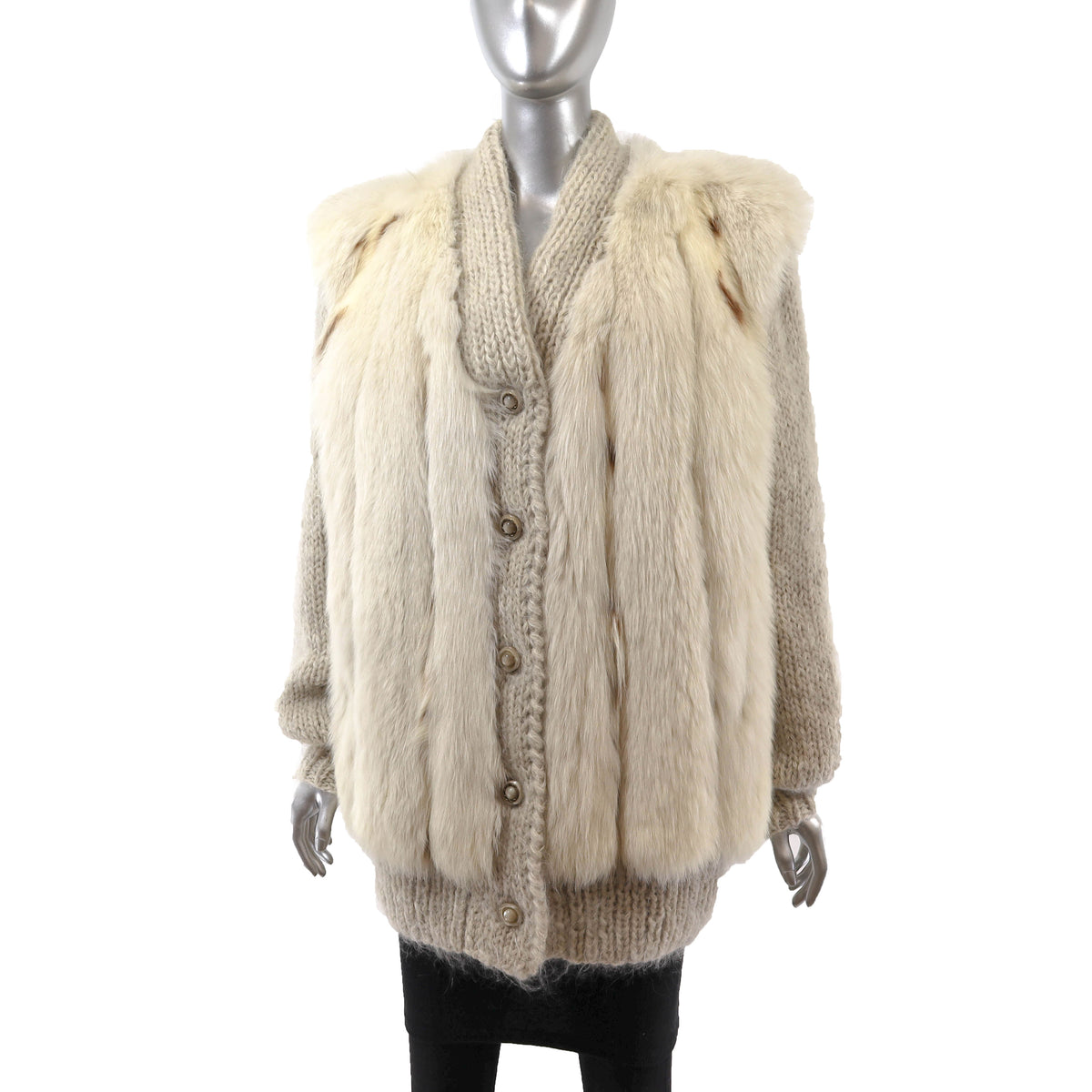 Fox Knitted Jacket with Scarf- Size L