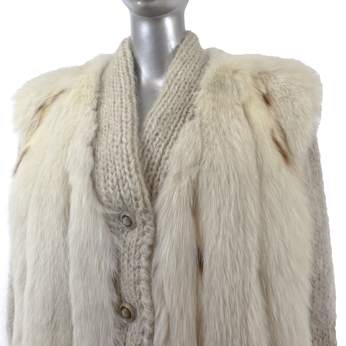 Fox Knitted Jacket with Scarf- Size L