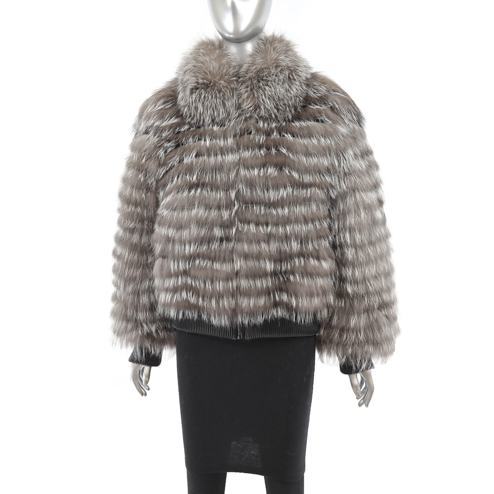 Feathered Silver Fox Jacket- Size M