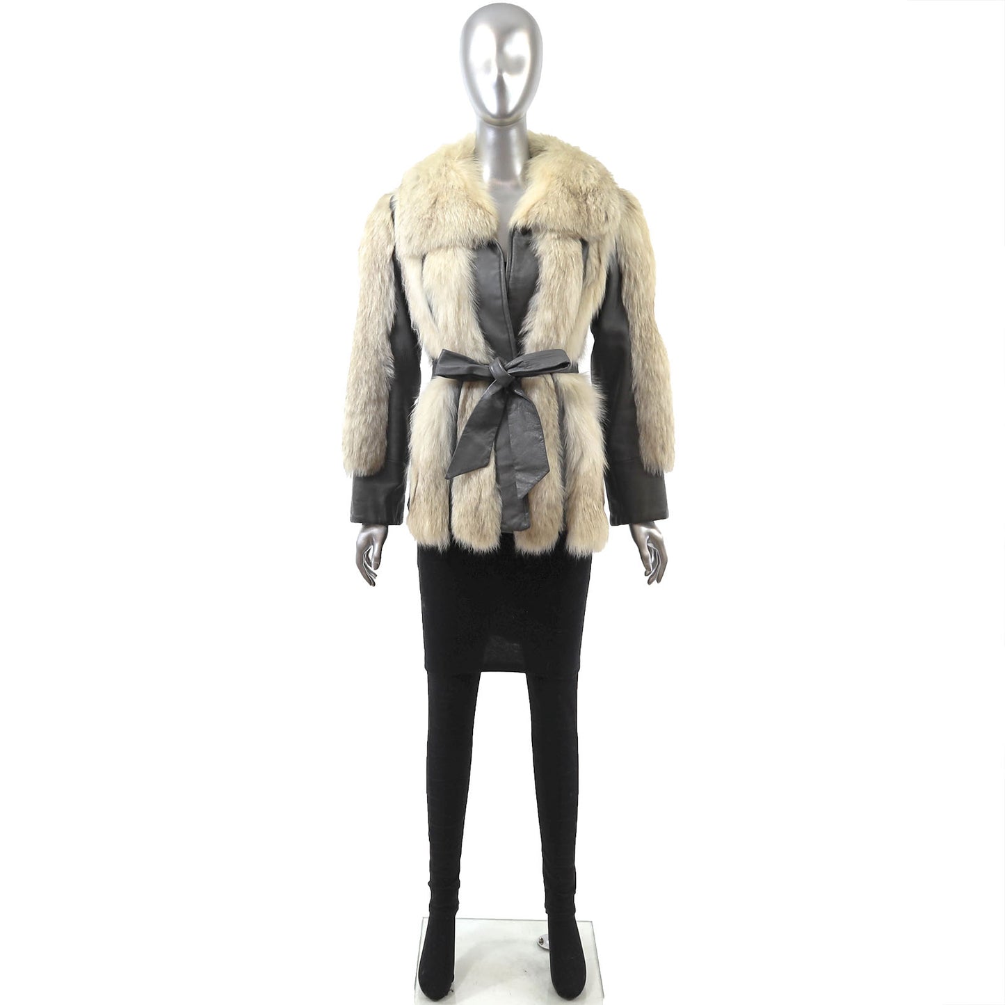Fox and Leather Jacket- Size S