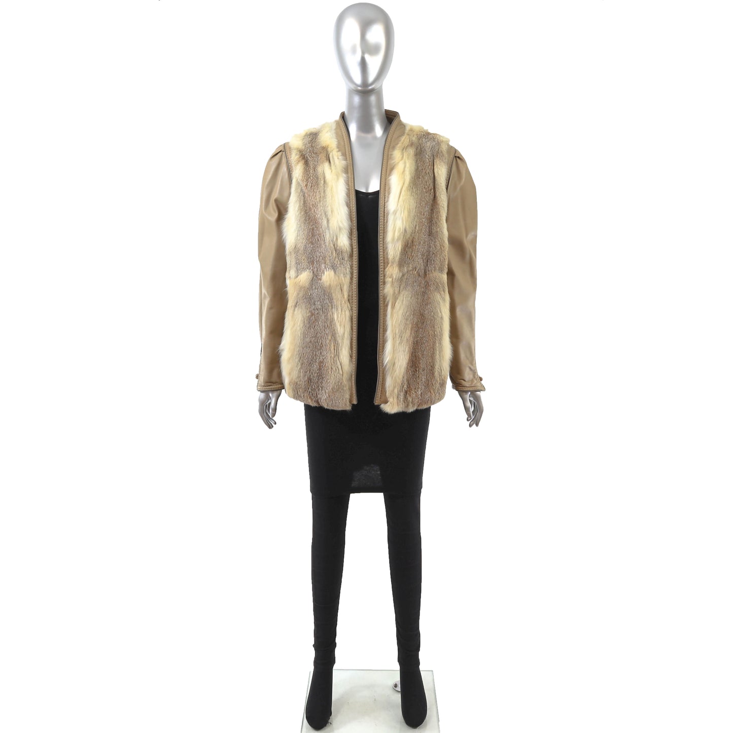 Fox and Leather Jacket- Size M