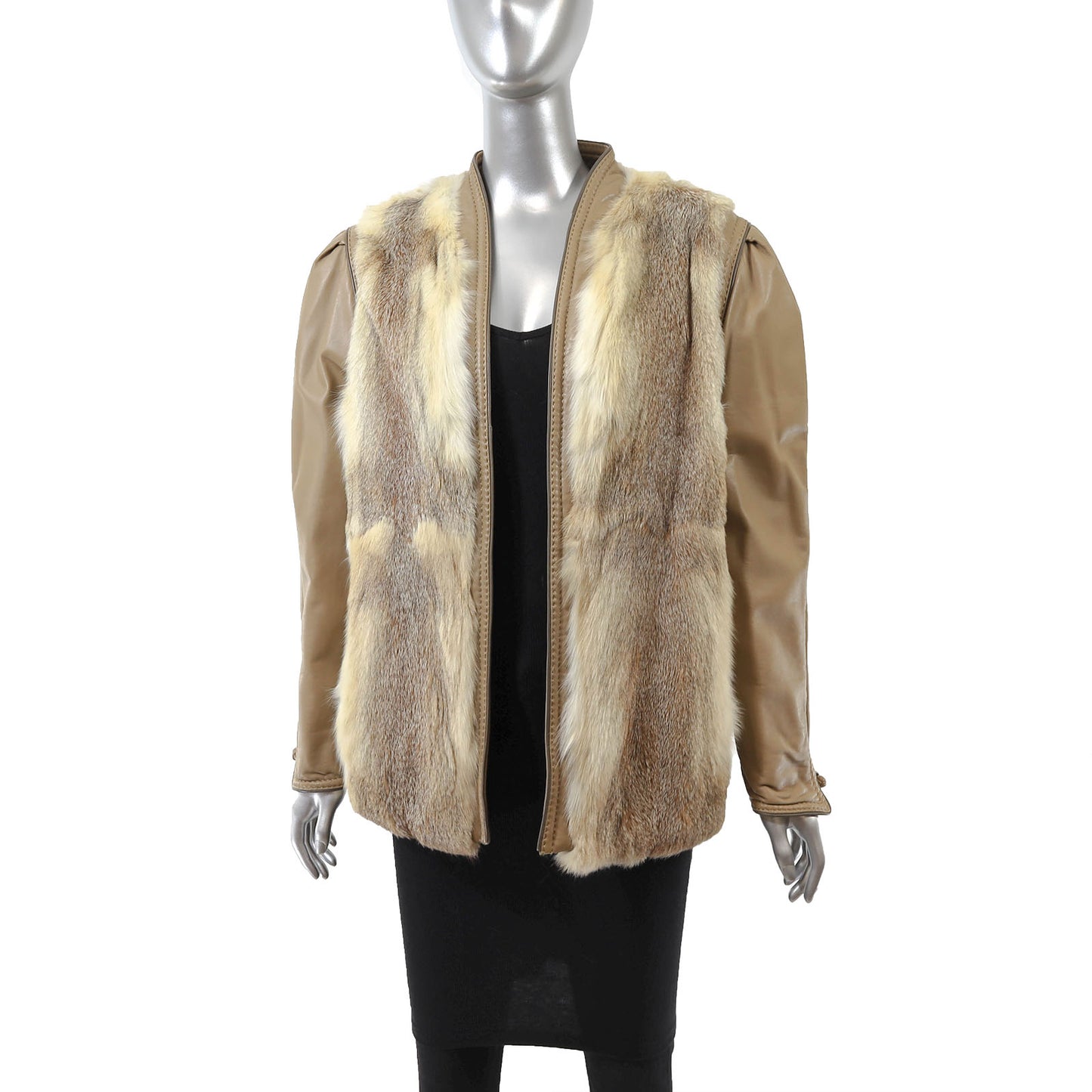 Fox and Leather Jacket- Size M