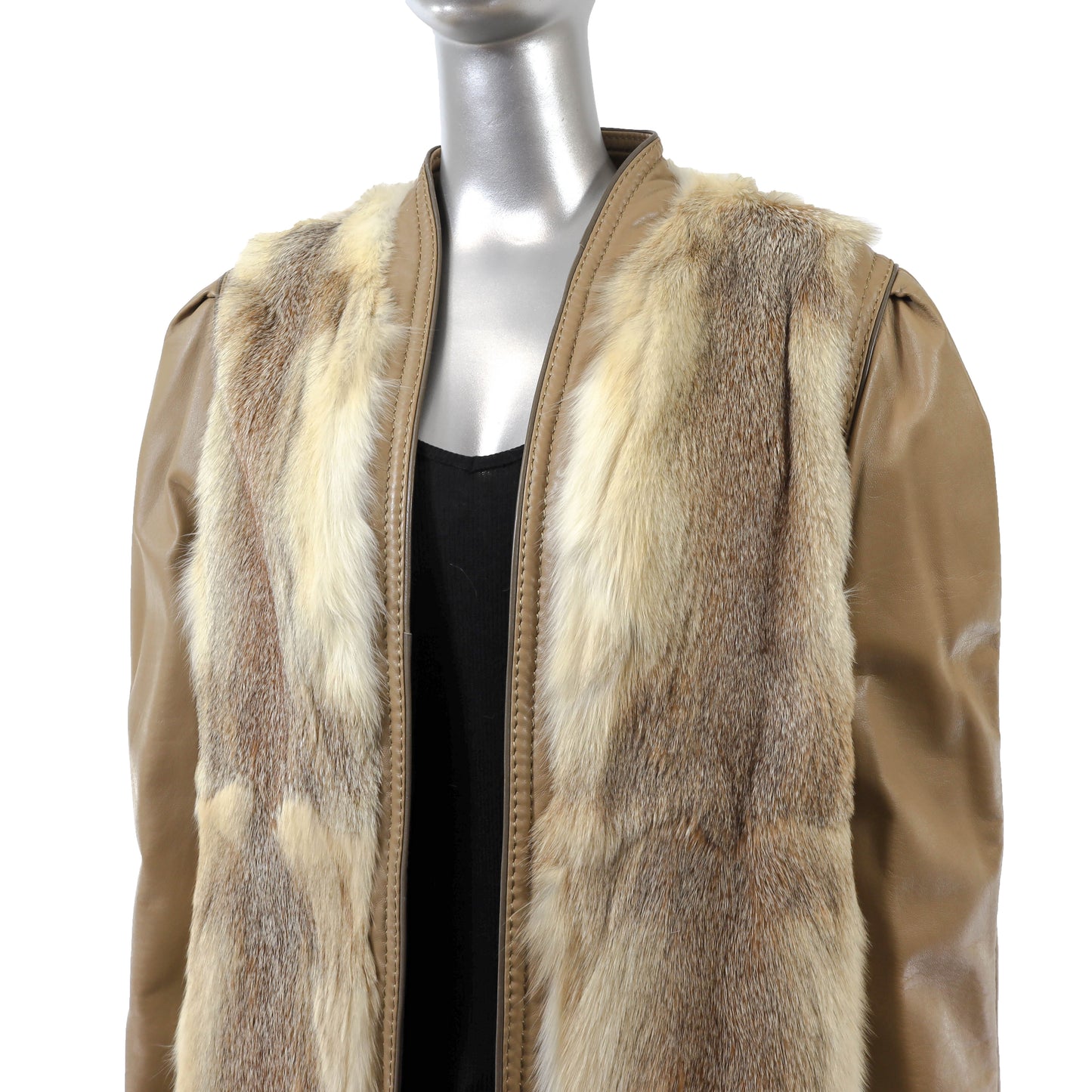 Fox and Leather Jacket- Size M