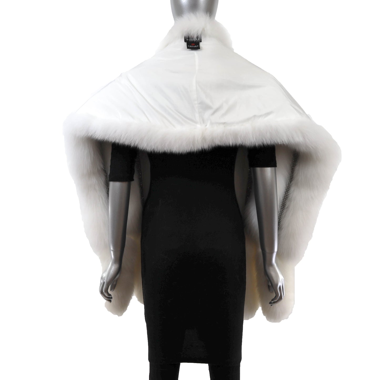 White Fox Stole with Crystals and Matching Headband- Size Free
