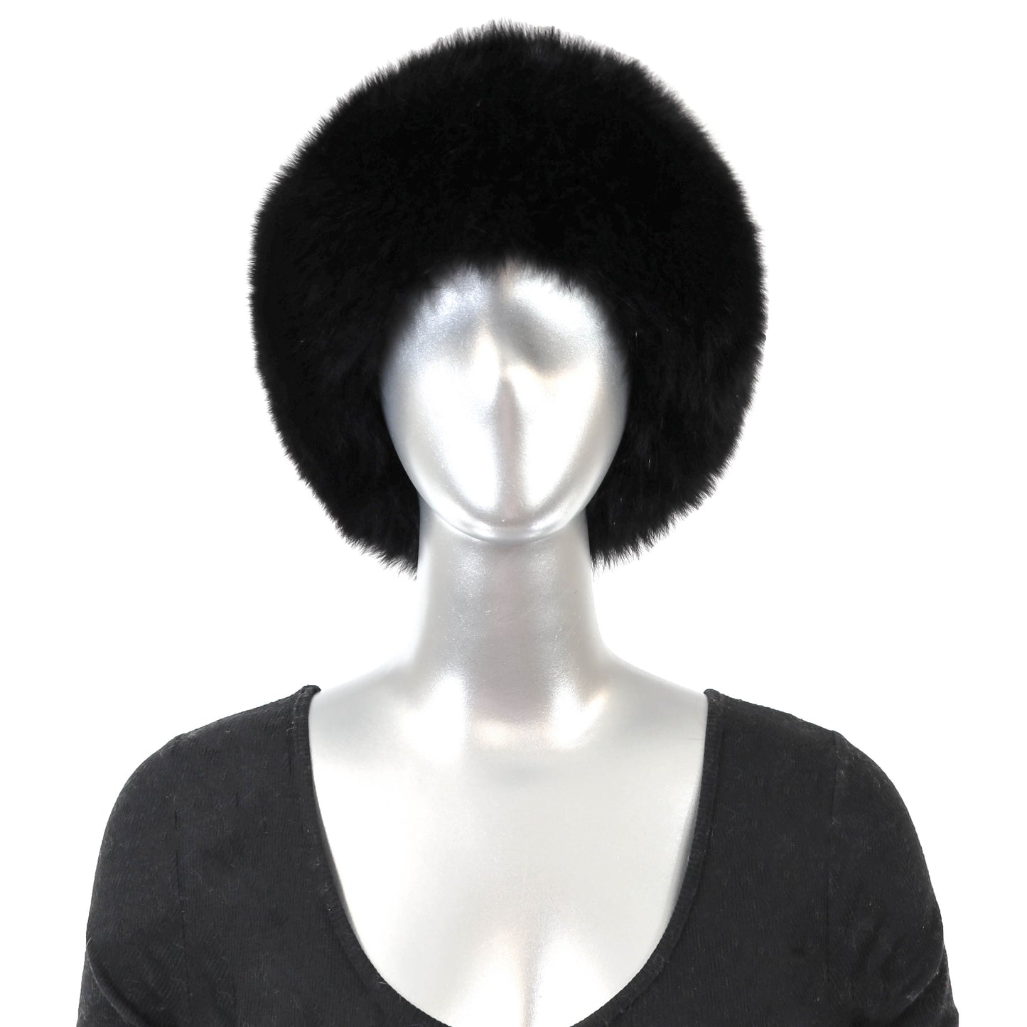 Black Mink Hat with Fox- Size Free