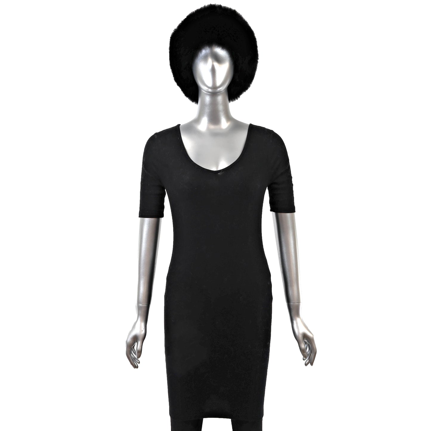 Black Mink Hat with Fox- Size Free