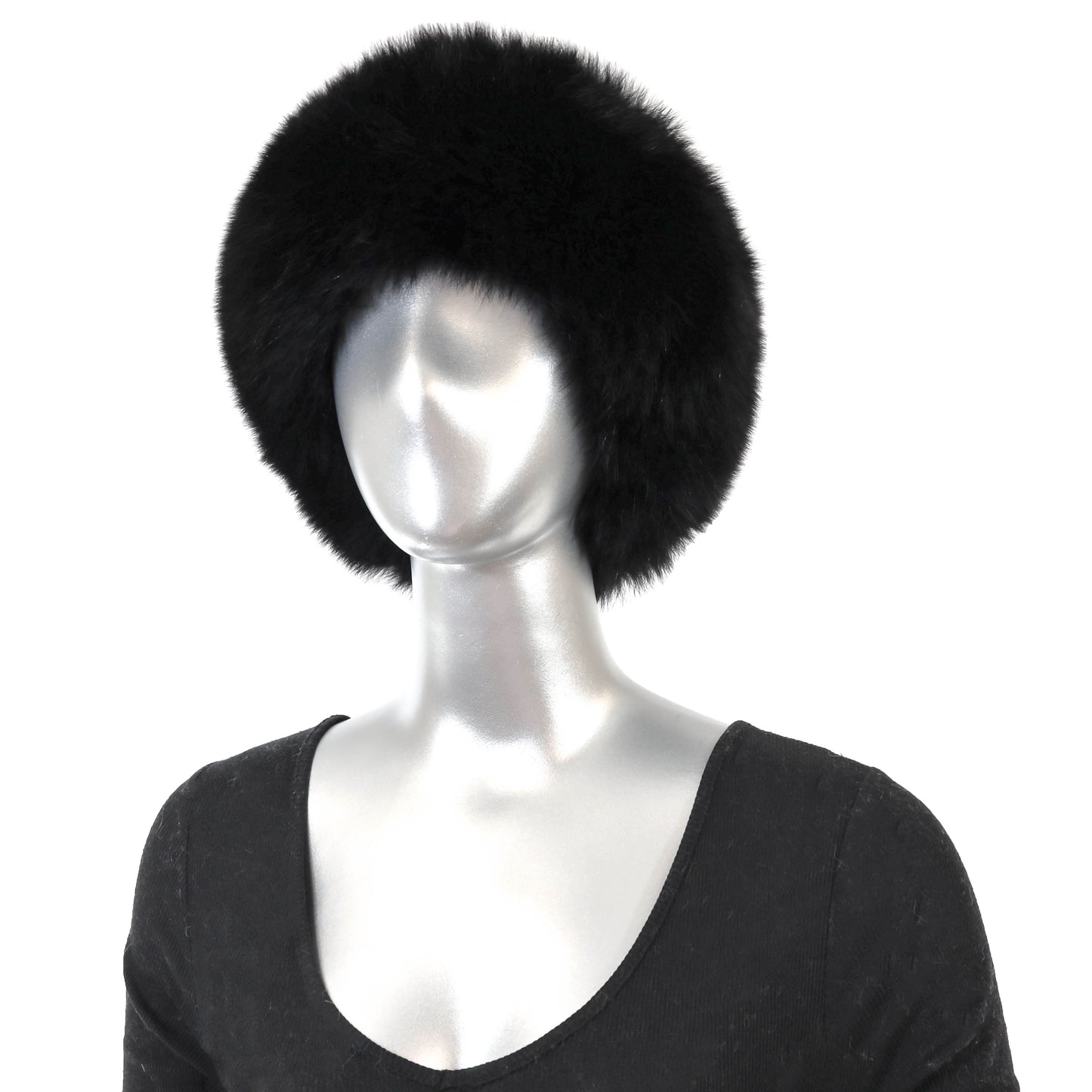 Black Mink Hat with Fox- Size Free