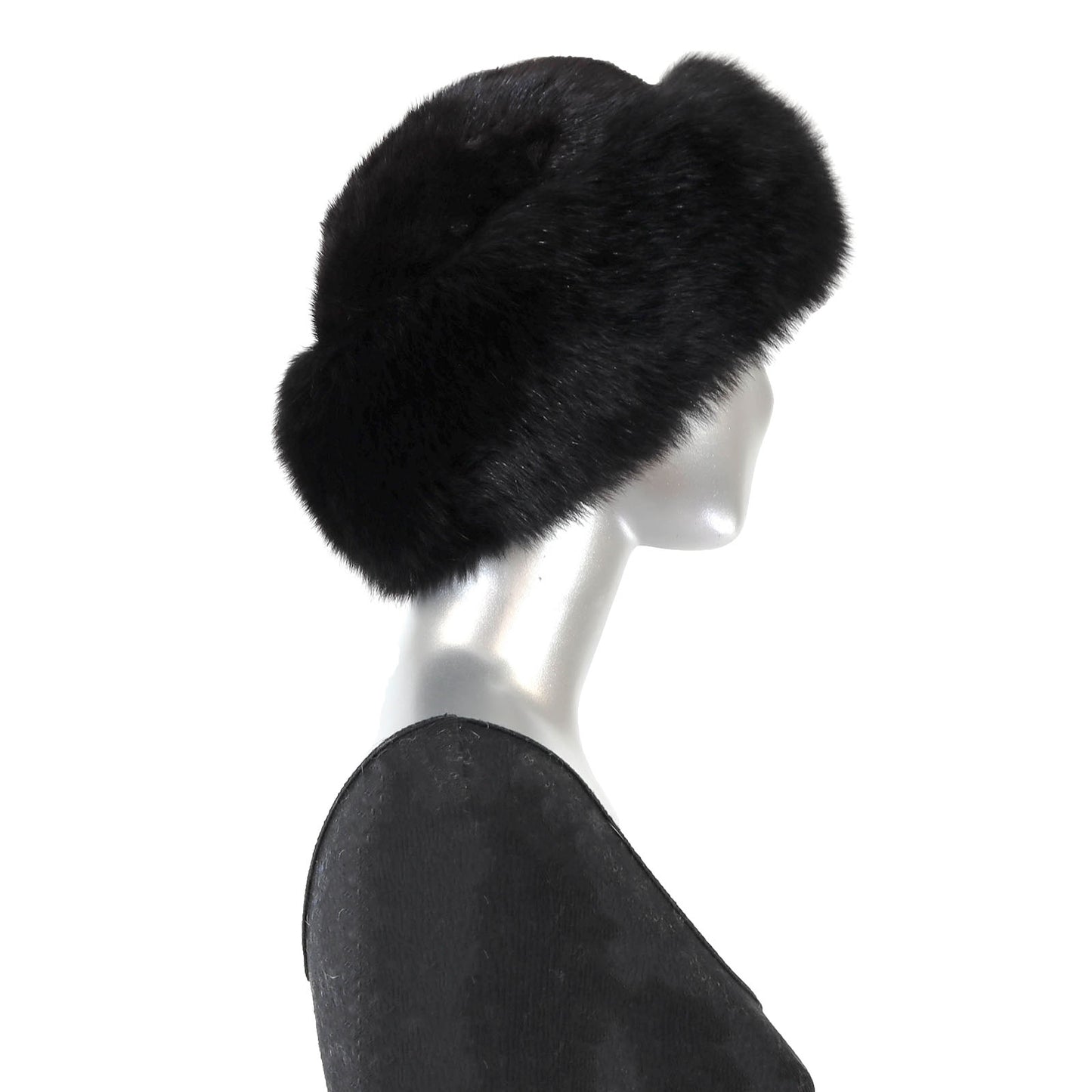 Black Mink Hat with Fox- Size Free