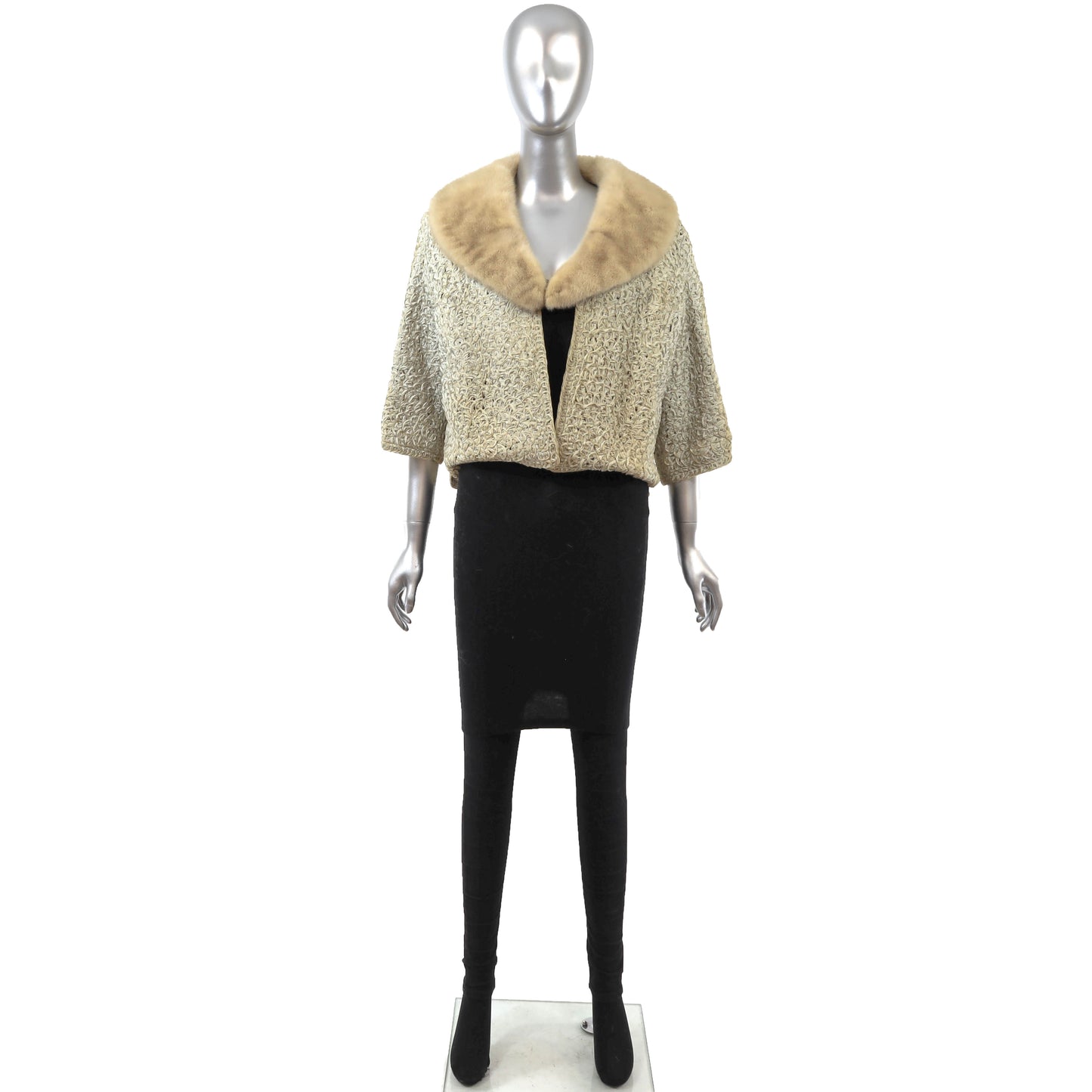 Beige Jacket with Mink Collar- Size S