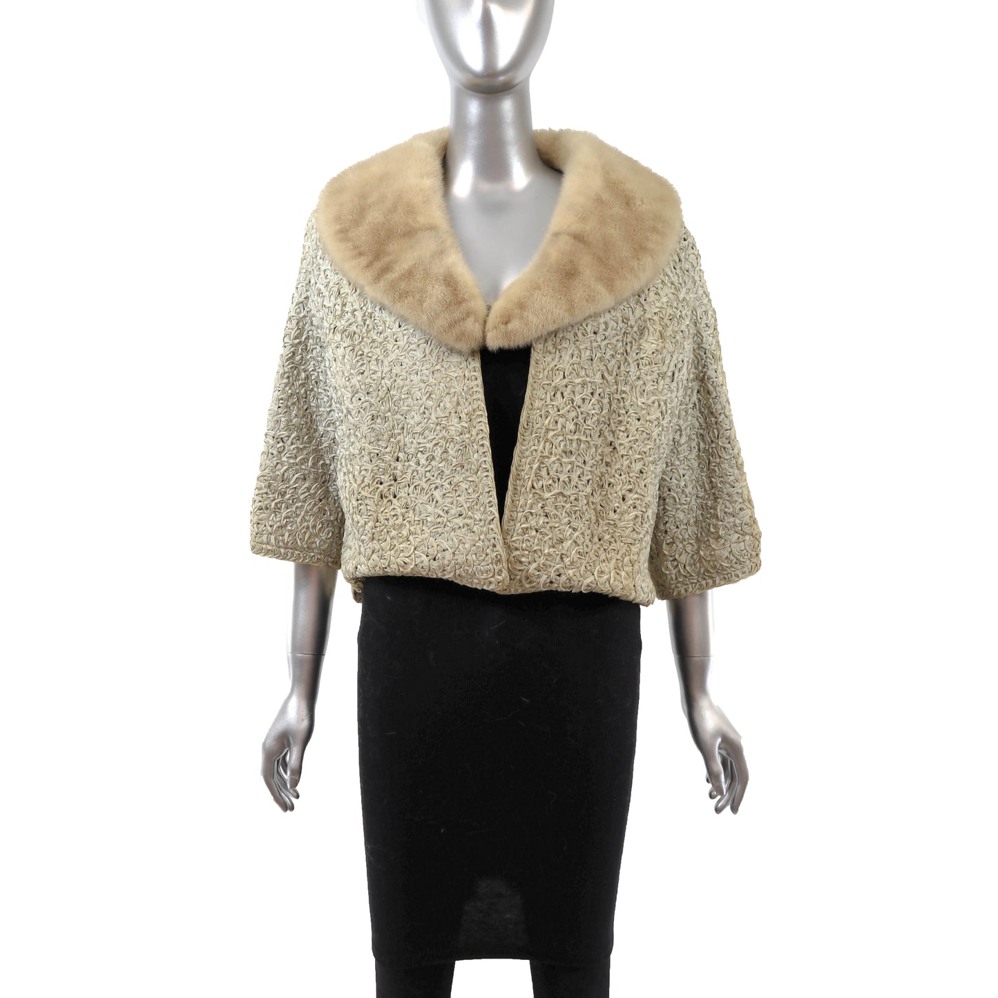 Beige Jacket with Mink Collar- Size S