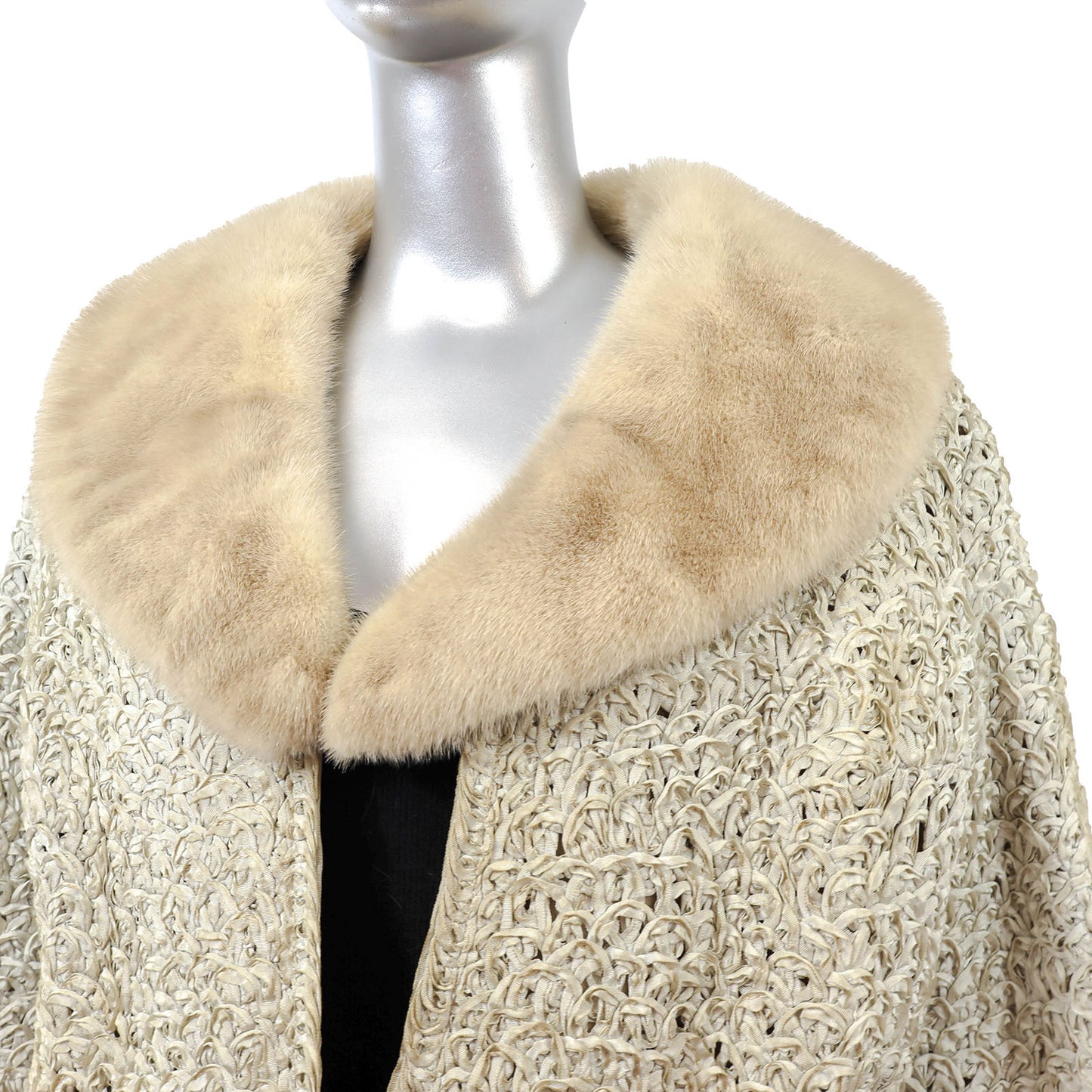 Beige Jacket with Mink Collar- Size S