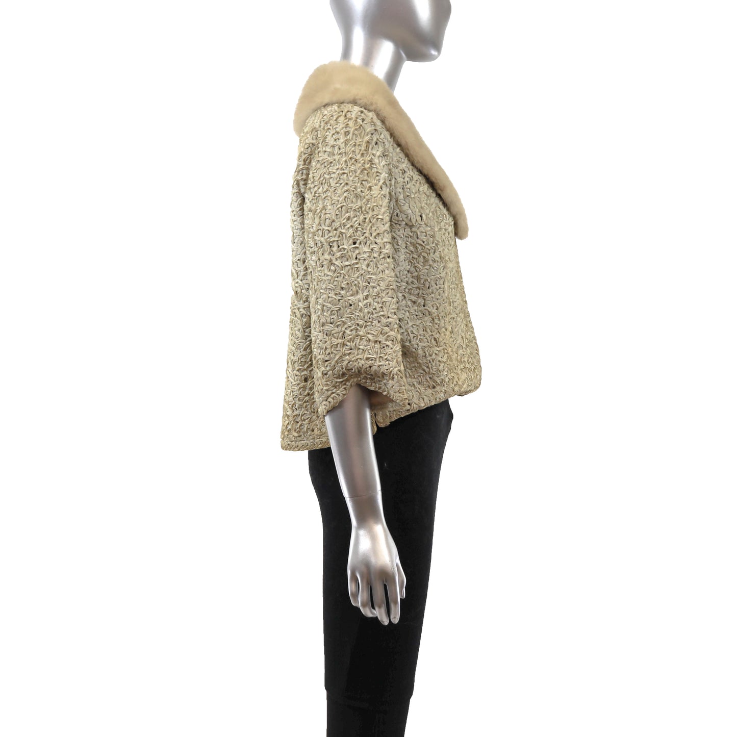 Beige Jacket with Mink Collar- Size S