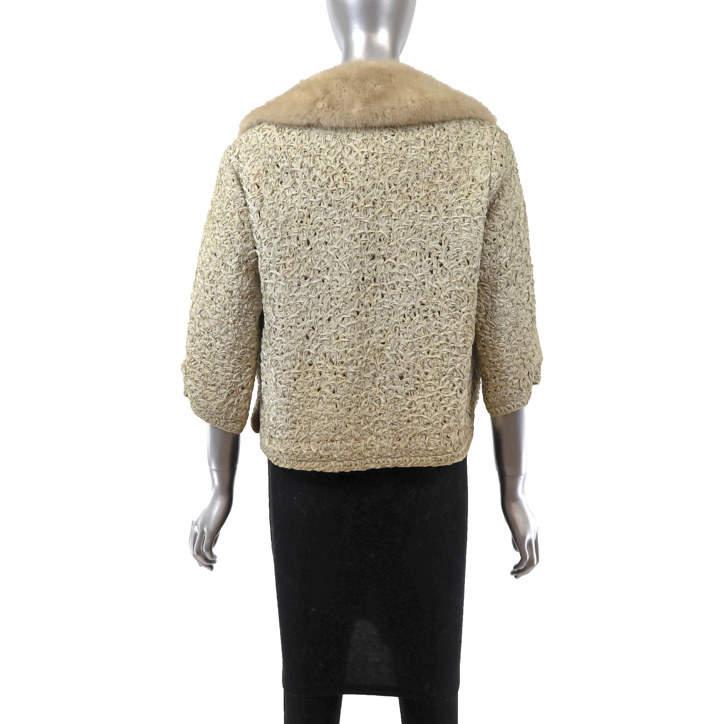 Beige Jacket with Mink Collar- Size S