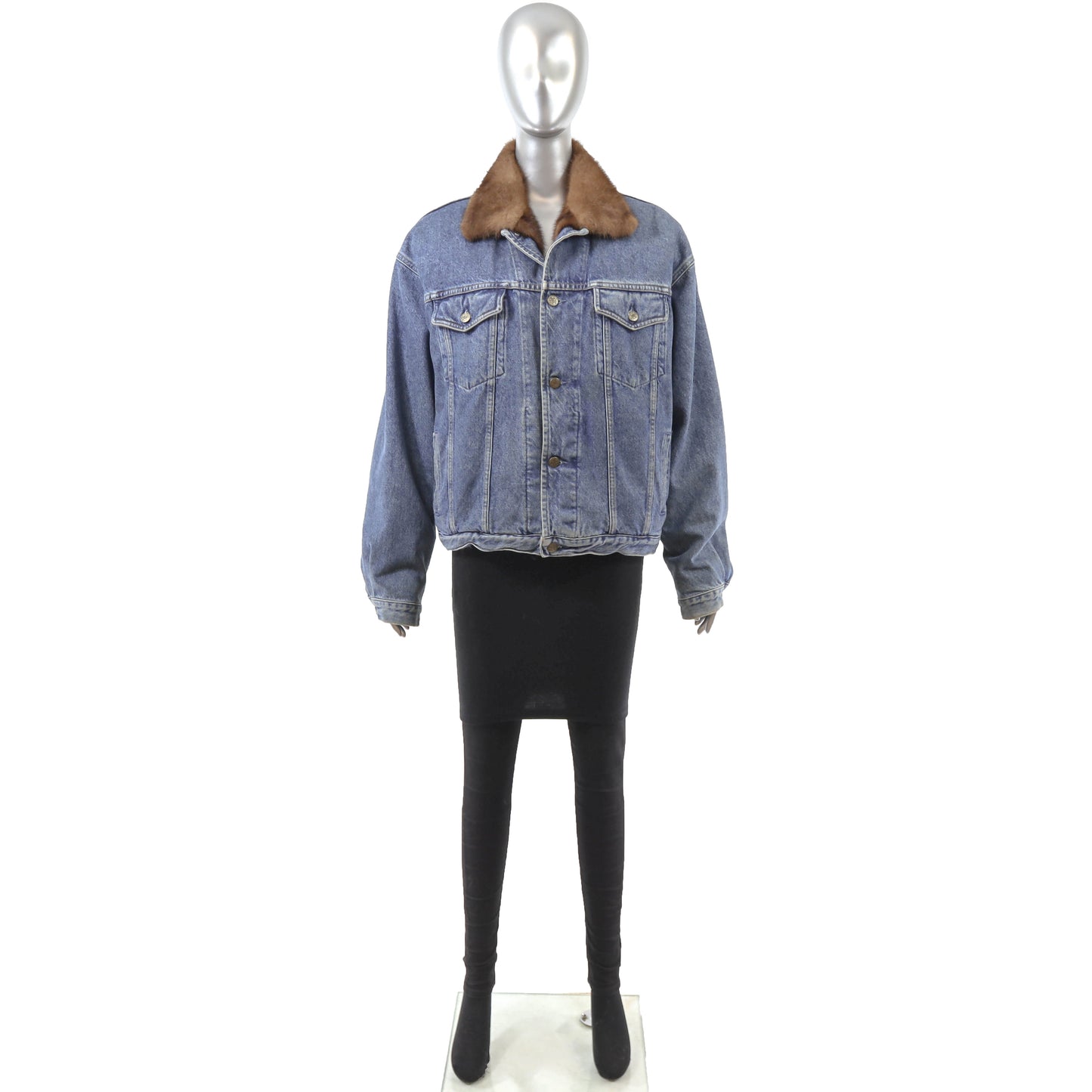 Jean Jacket with Mink Lining- Size S
