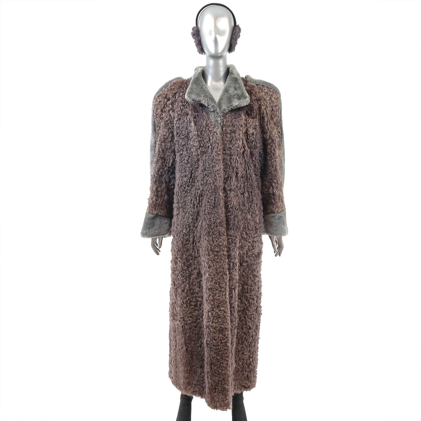 Lamb Coat with Matching Collar and Earmuffs- Size L