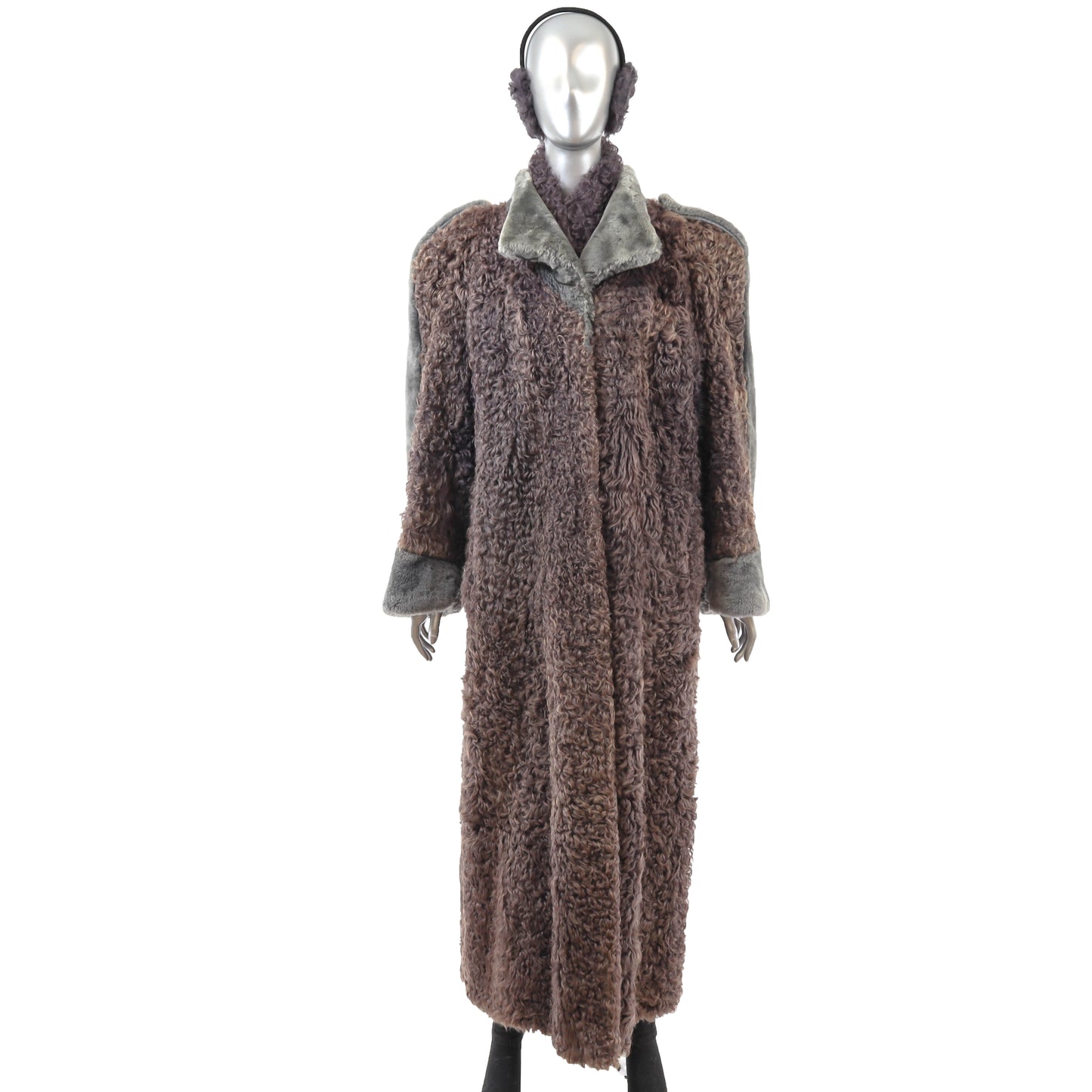 Lamb Coat with Matching Collar and Earmuffs- Size L