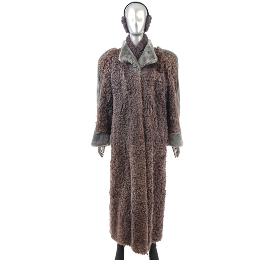 Lamb Coat with Matching Collar and Earmuffs- Size L