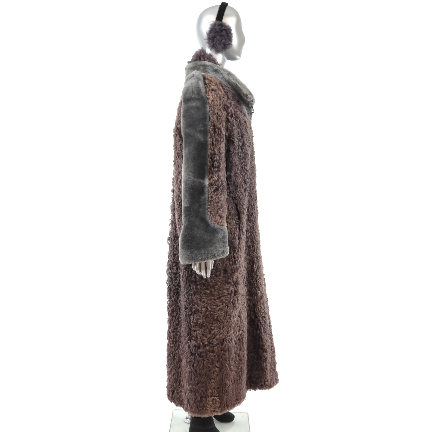 Lamb Coat with Matching Collar and Earmuffs- Size L