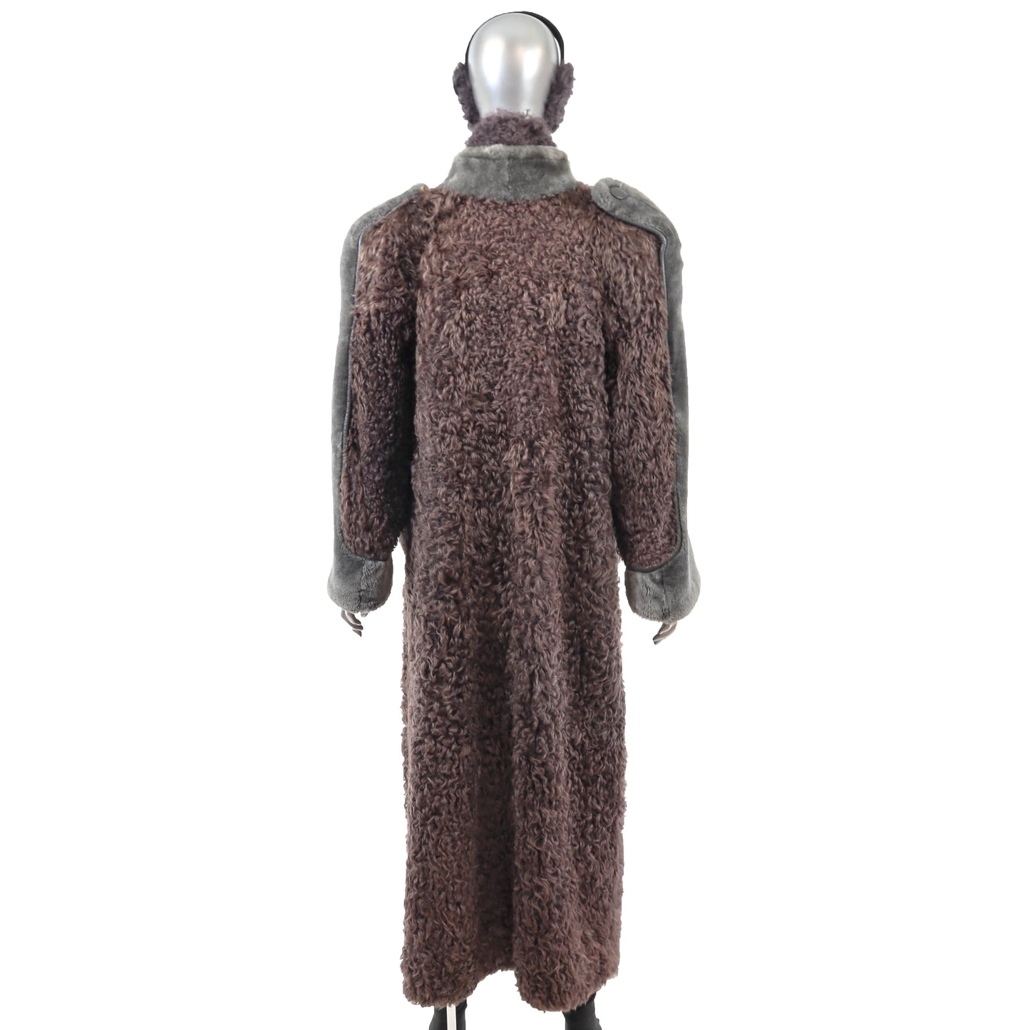 Lamb Coat with Matching Collar and Earmuffs- Size L