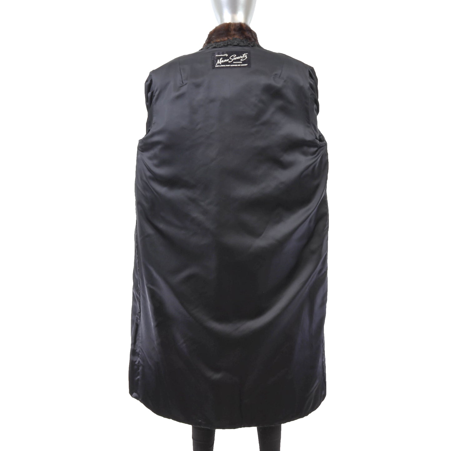 Black Lamb Coat with Mink Collar- Size L