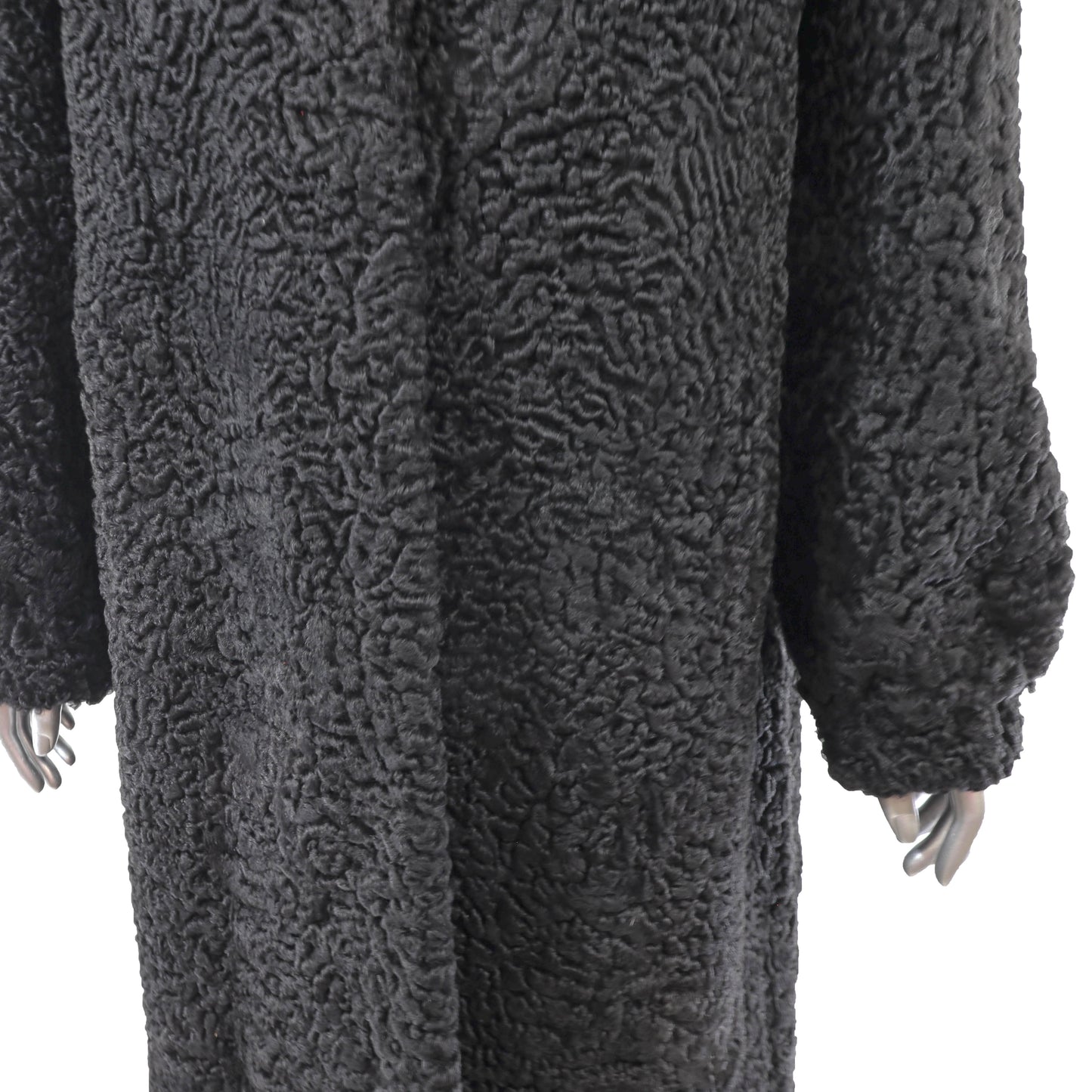 Black Lamb Coat with Mink Collar- Size L