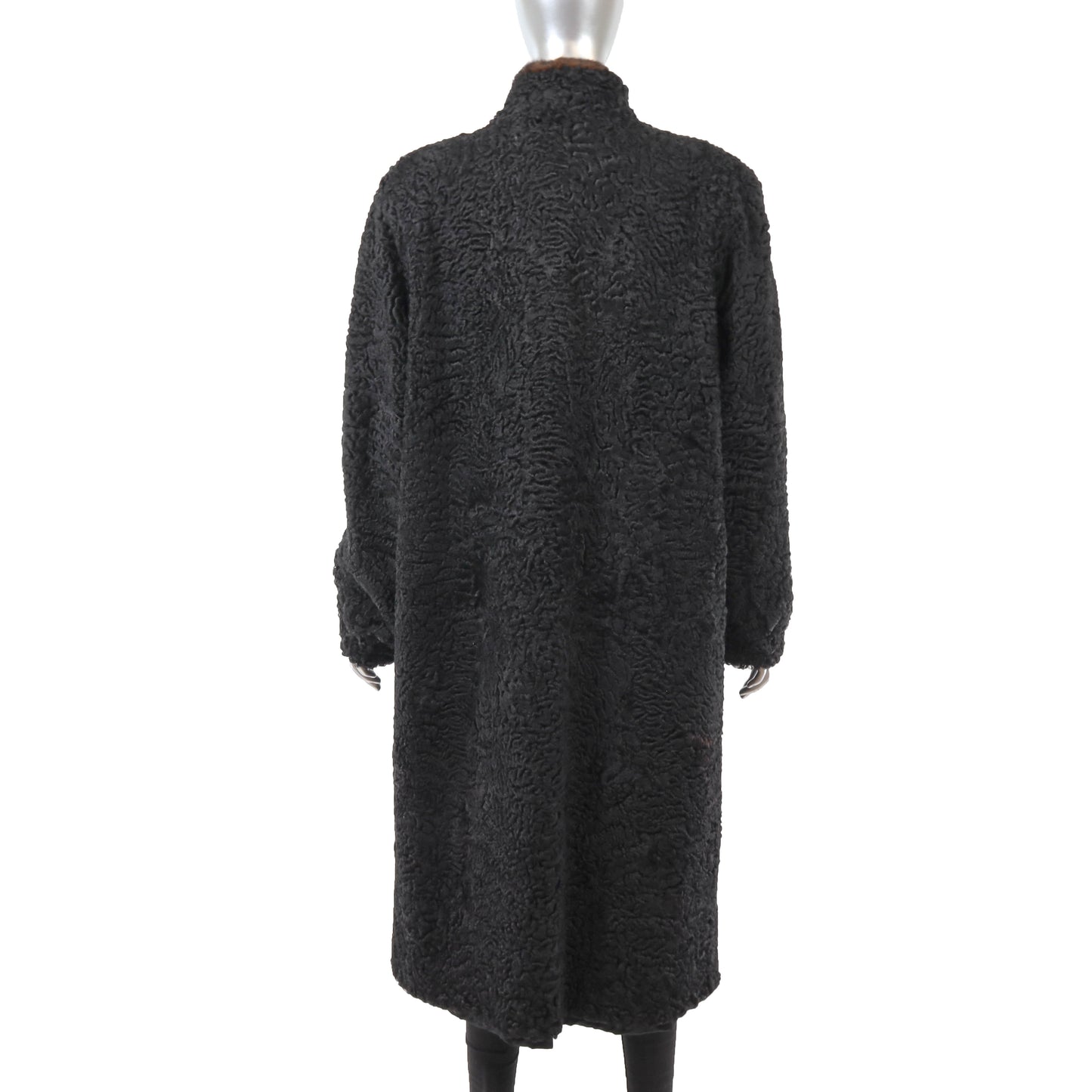 Black Lamb Coat with Mink Collar- Size L