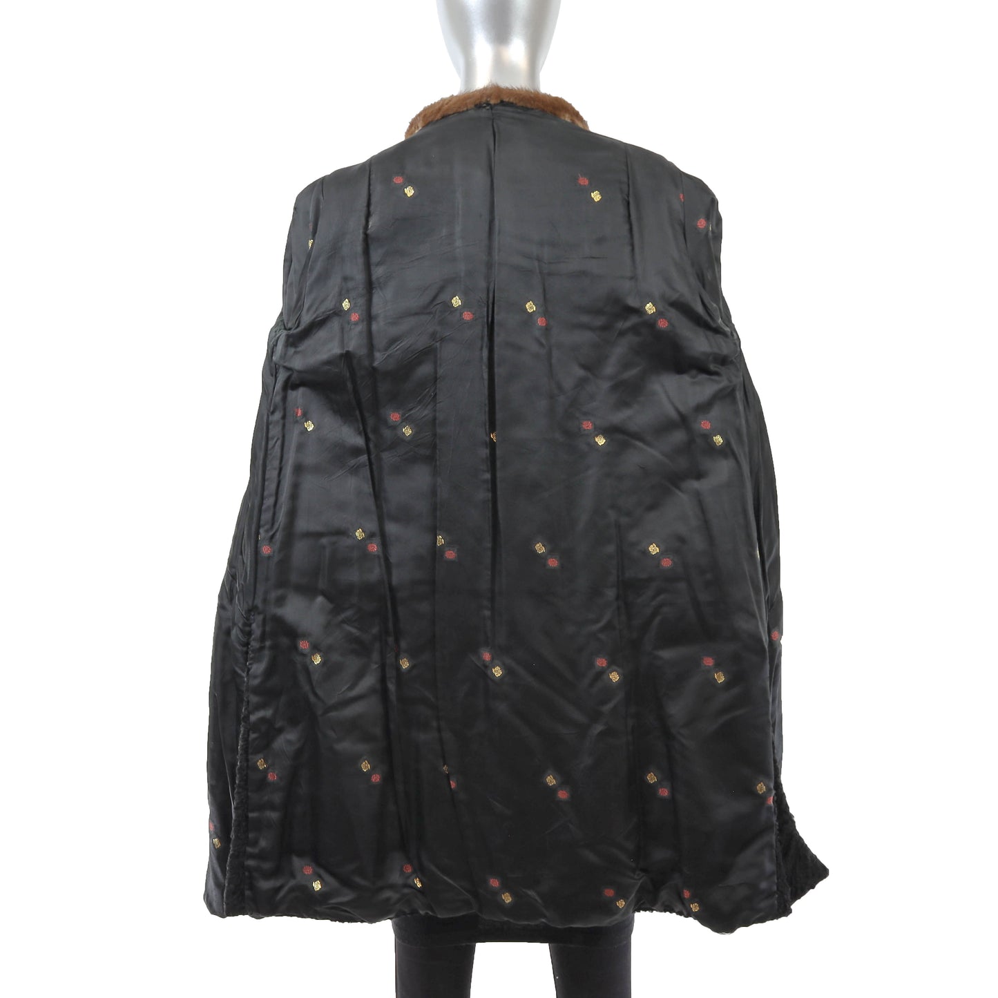 Black Lamb Coat with Mink Collar- Size M