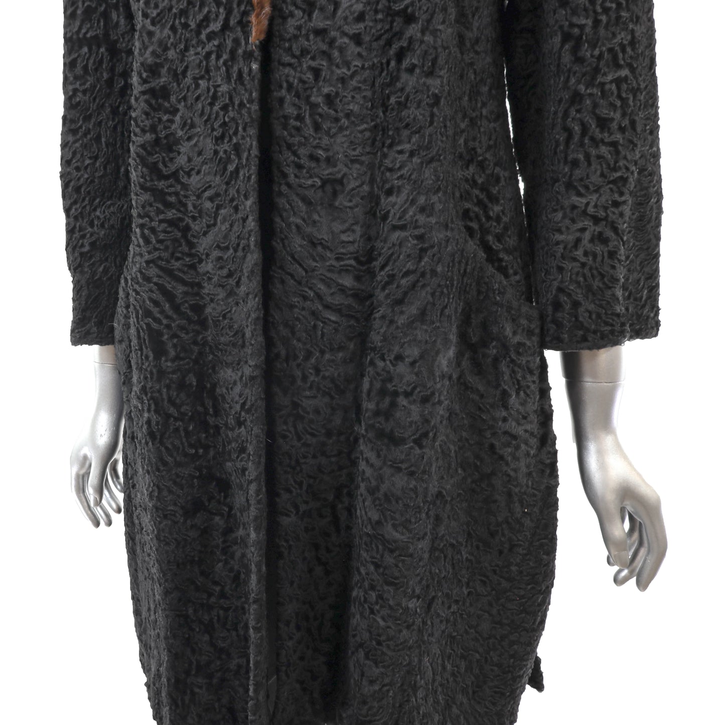 Black Lamb Coat with Mink Collar- Size M