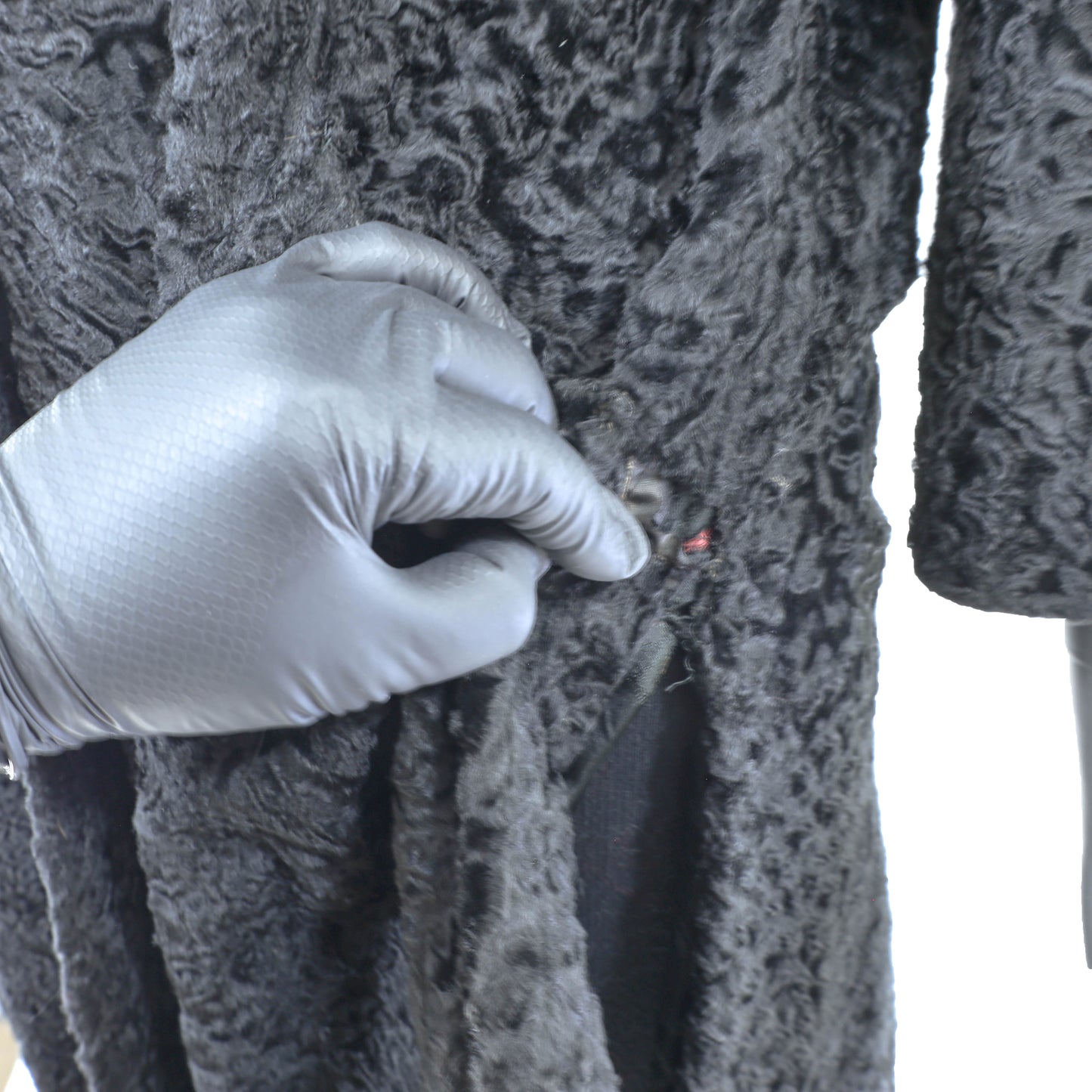 Black Lamb Coat with Mink Collar- Size M