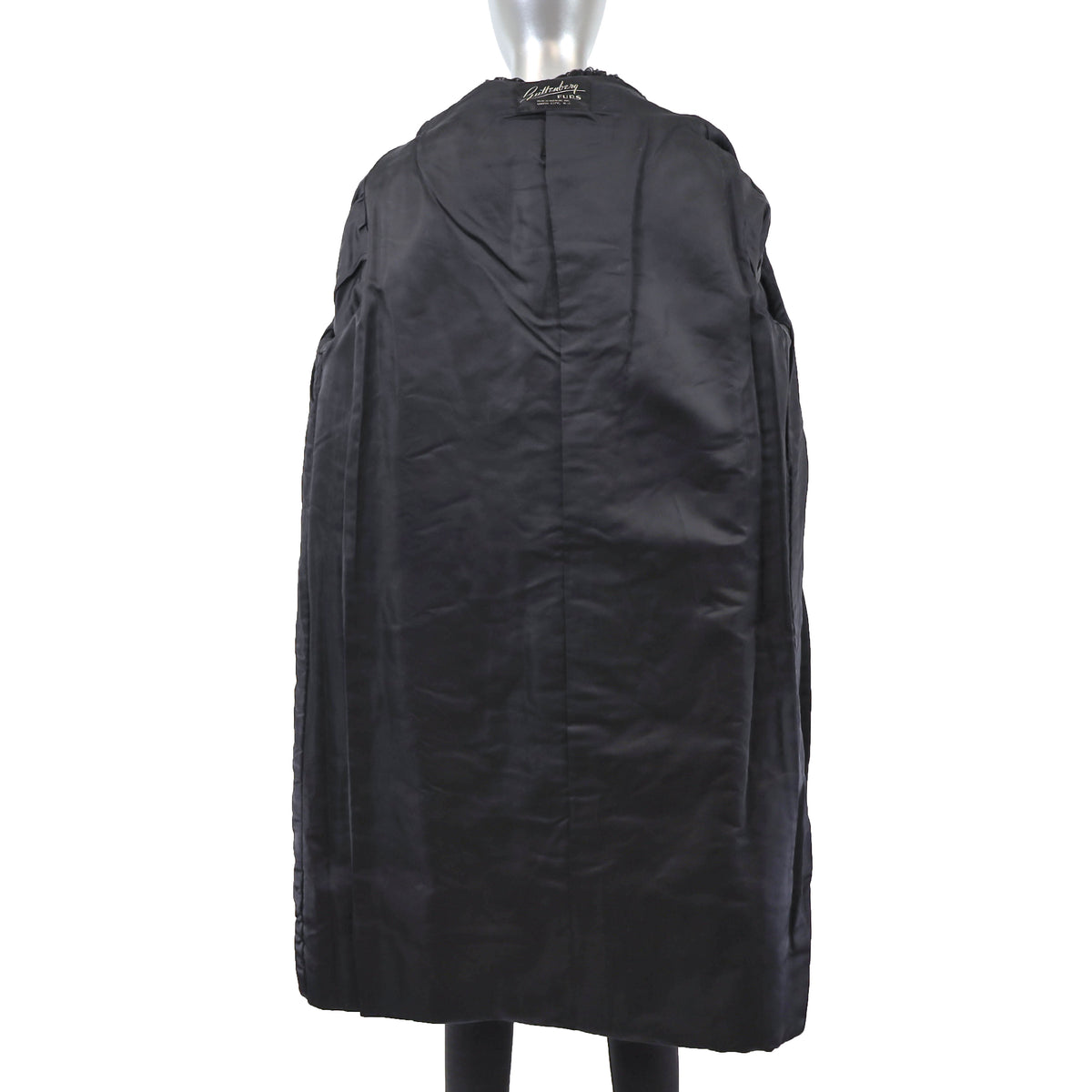 Black Persian Lamb Coat with Mink Collar- Size L