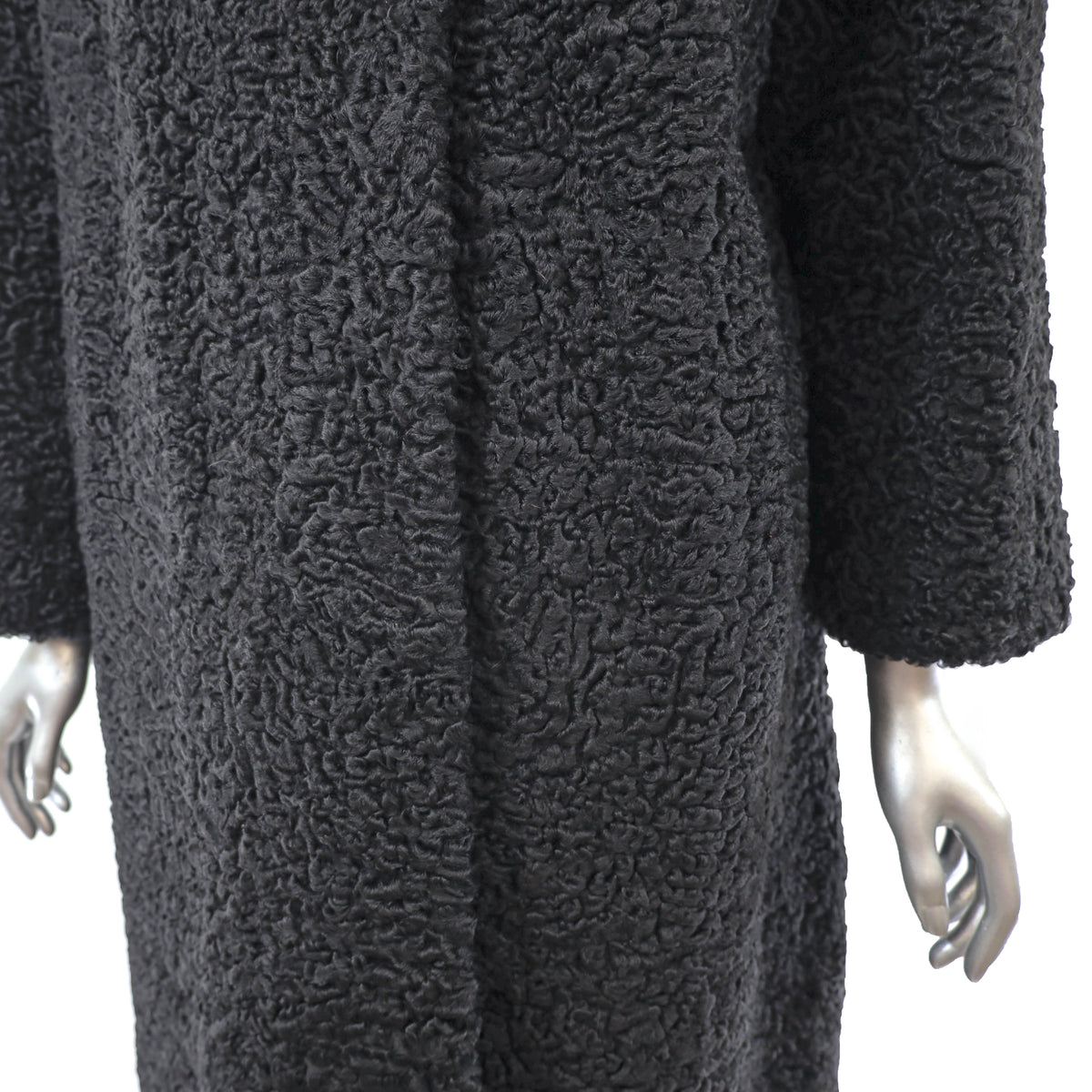 Black Persian Lamb Coat with Mink Collar- Size L