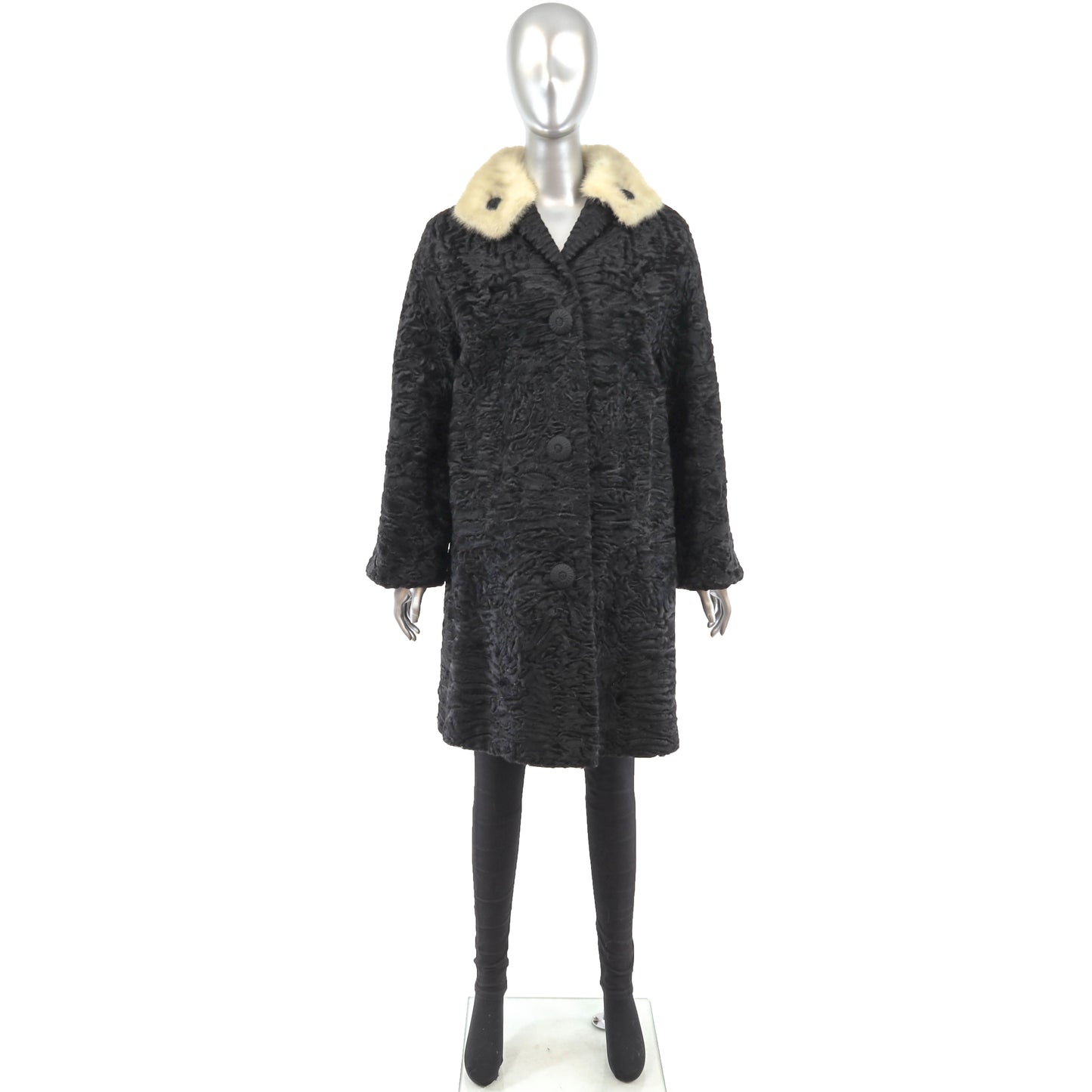 Lamb Coat with Mink Collar- Size M