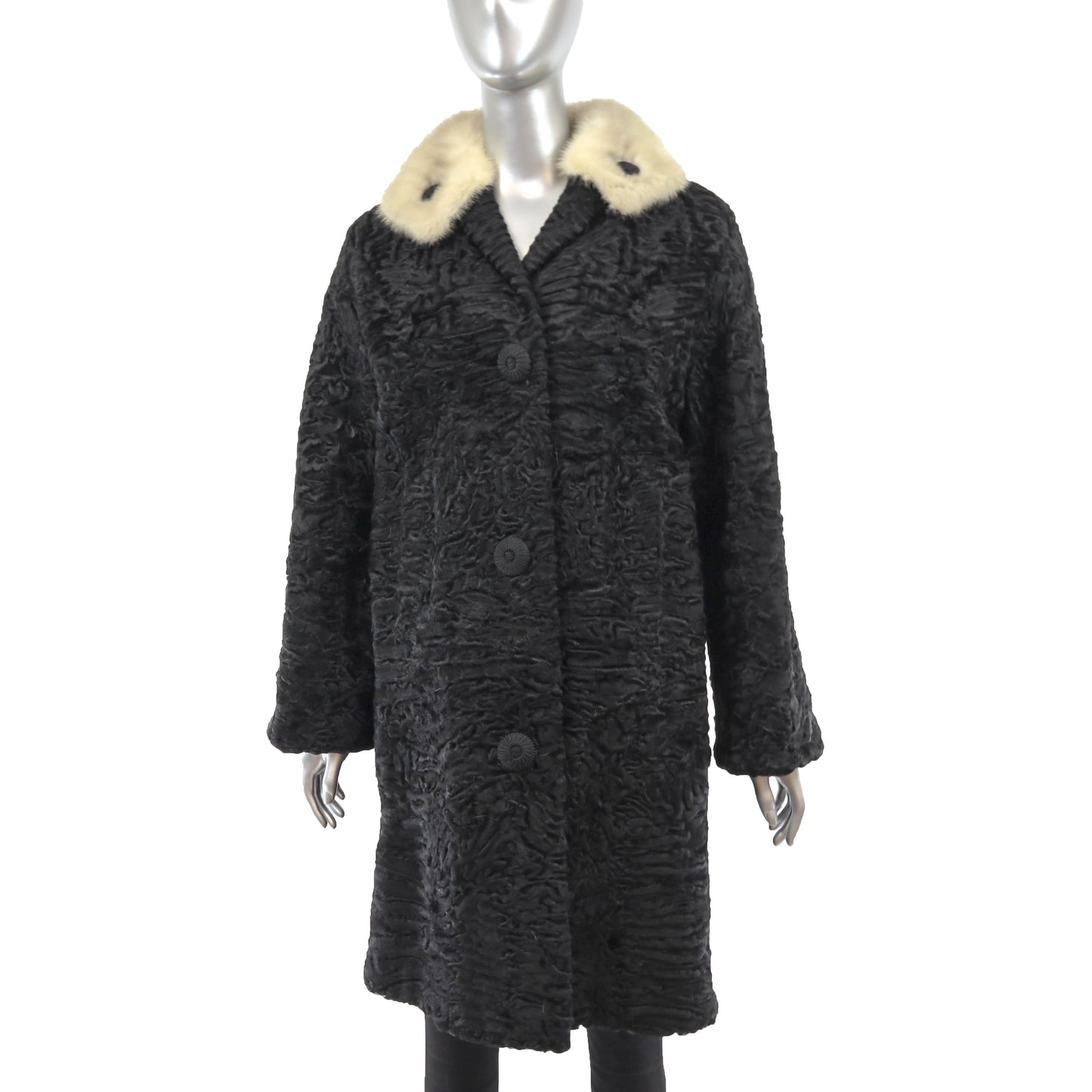 Lamb Coat with Mink Collar- Size M