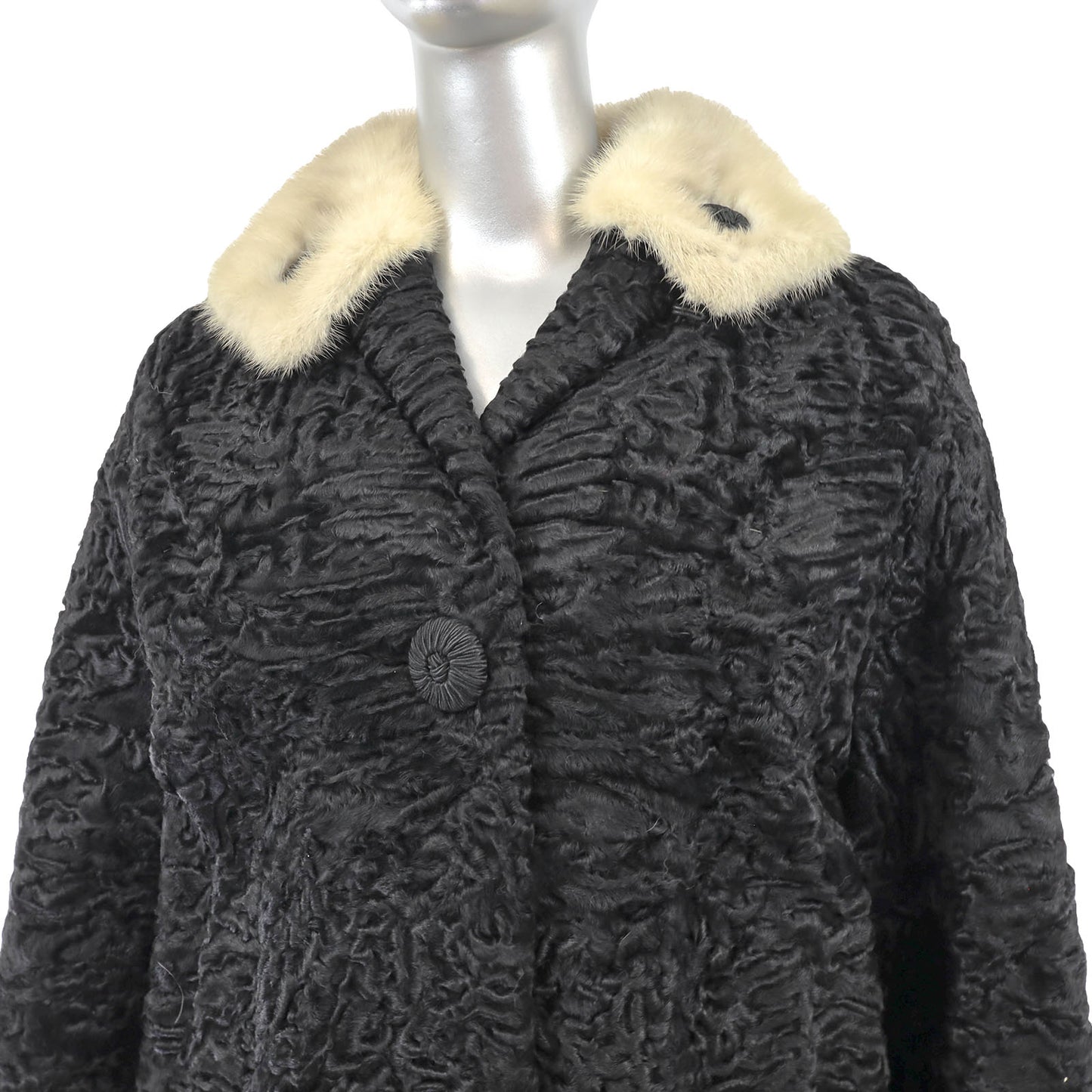Lamb Coat with Mink Collar- Size M