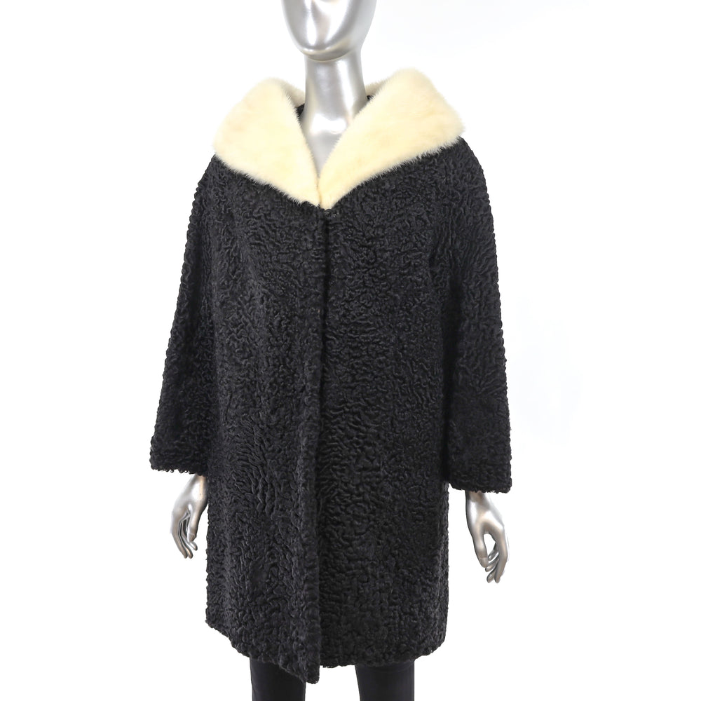 Persian Lamb Coat with Mink Collar - Size XL