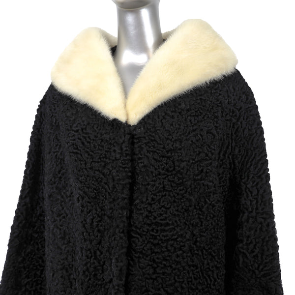 Persian Lamb Coat with Mink Collar - Size XL