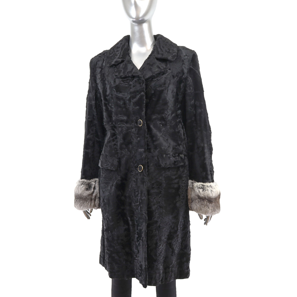 Broadtail Coat with Chinchilla Trim- Size M