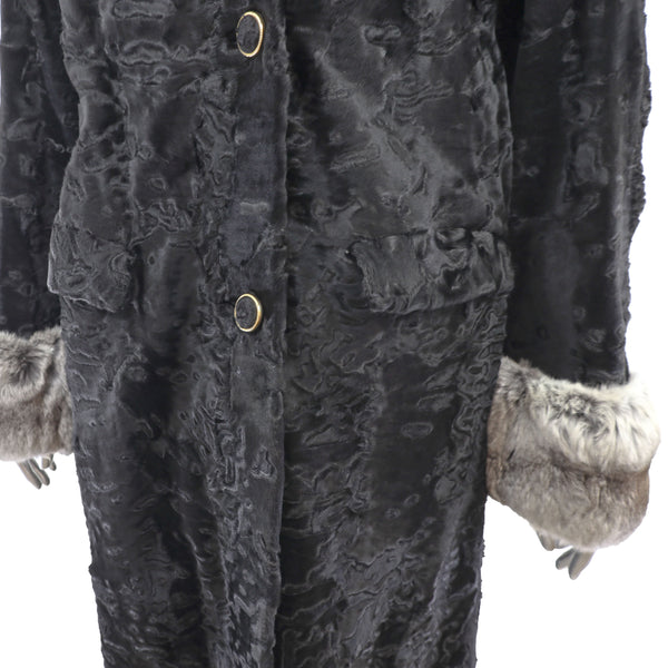 Broadtail Coat with Chinchilla Trim- Size M