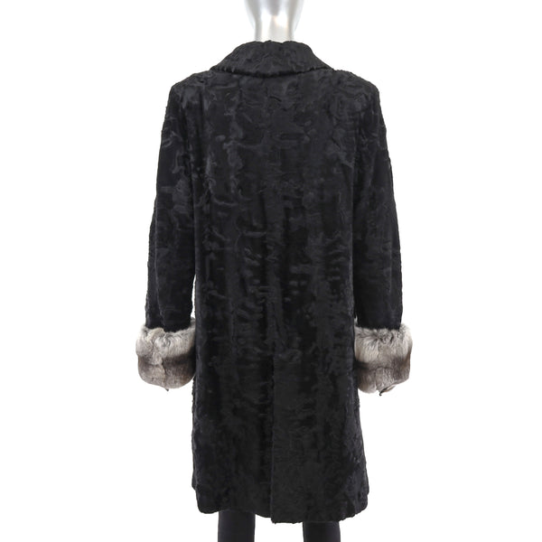 Broadtail Coat with Chinchilla Trim- Size M