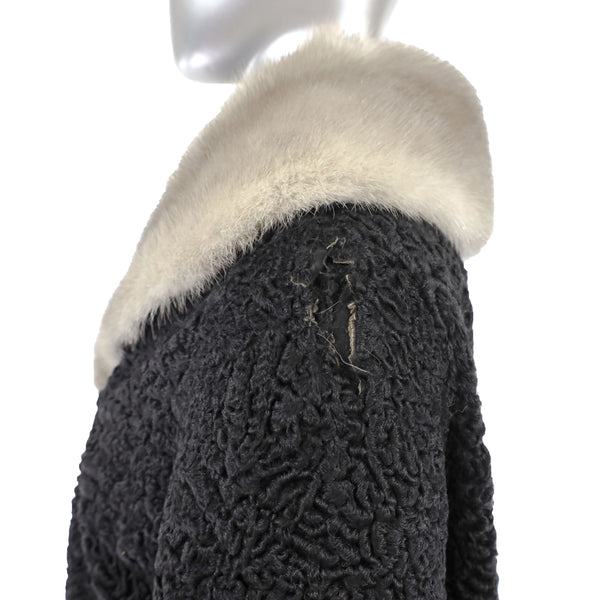 Lamb Coat with Mink Collar- Size XL