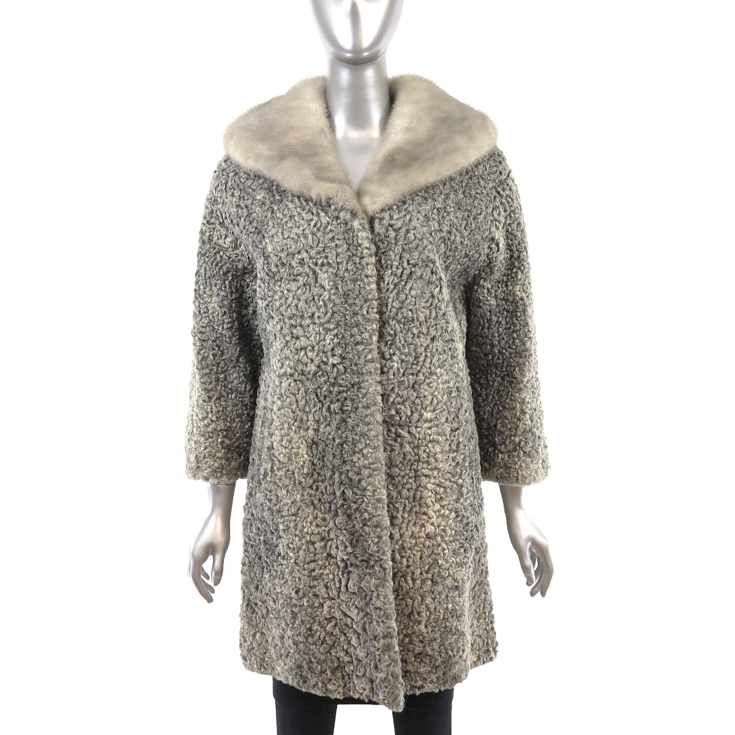 Lamb Coat with Mink Collar- Size M