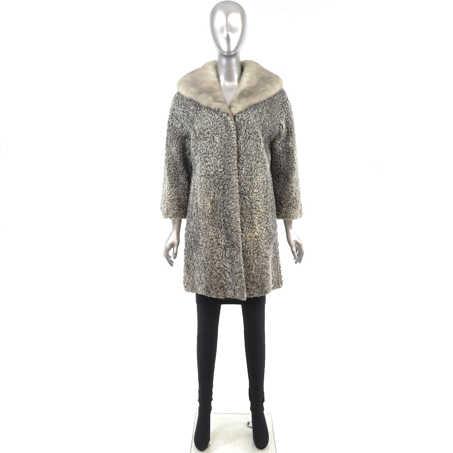 Lamb Coat with Mink Collar- Size M