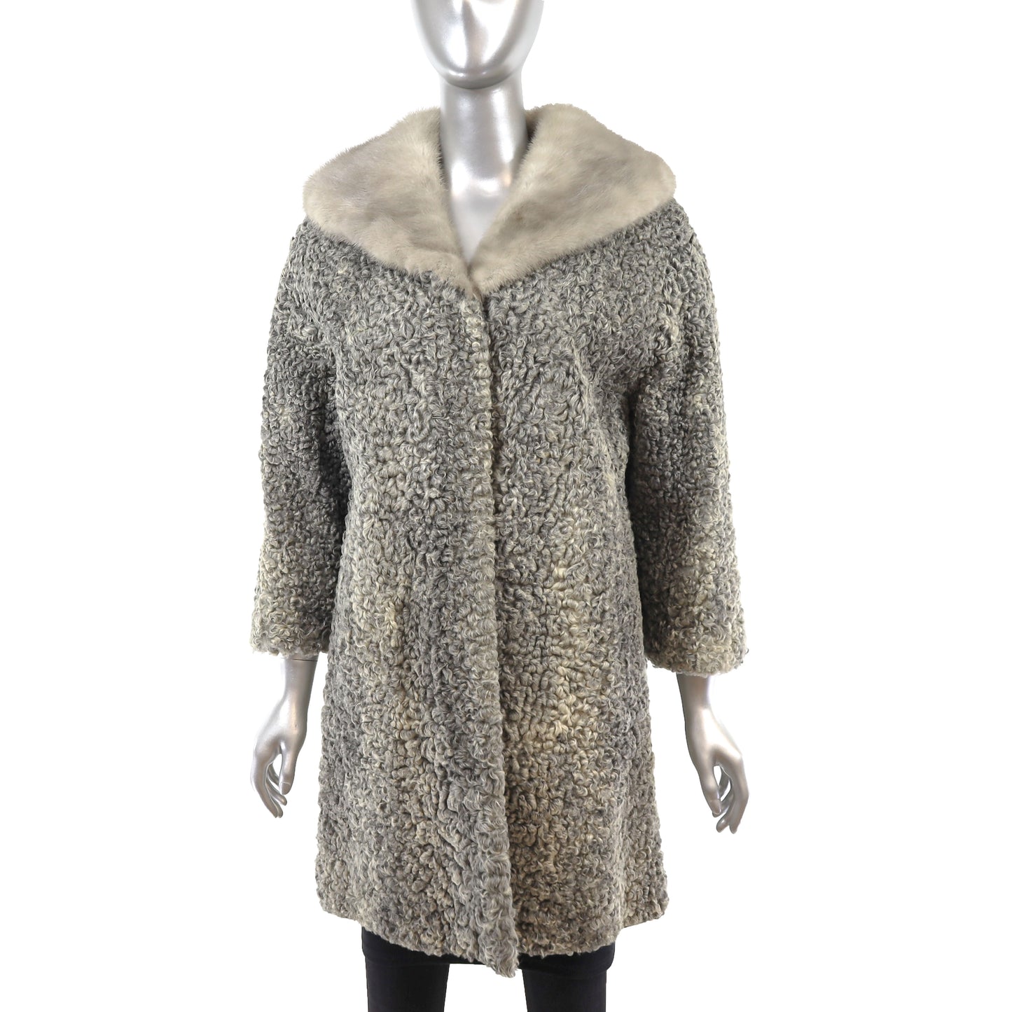 Lamb Coat with Mink Collar- Size M