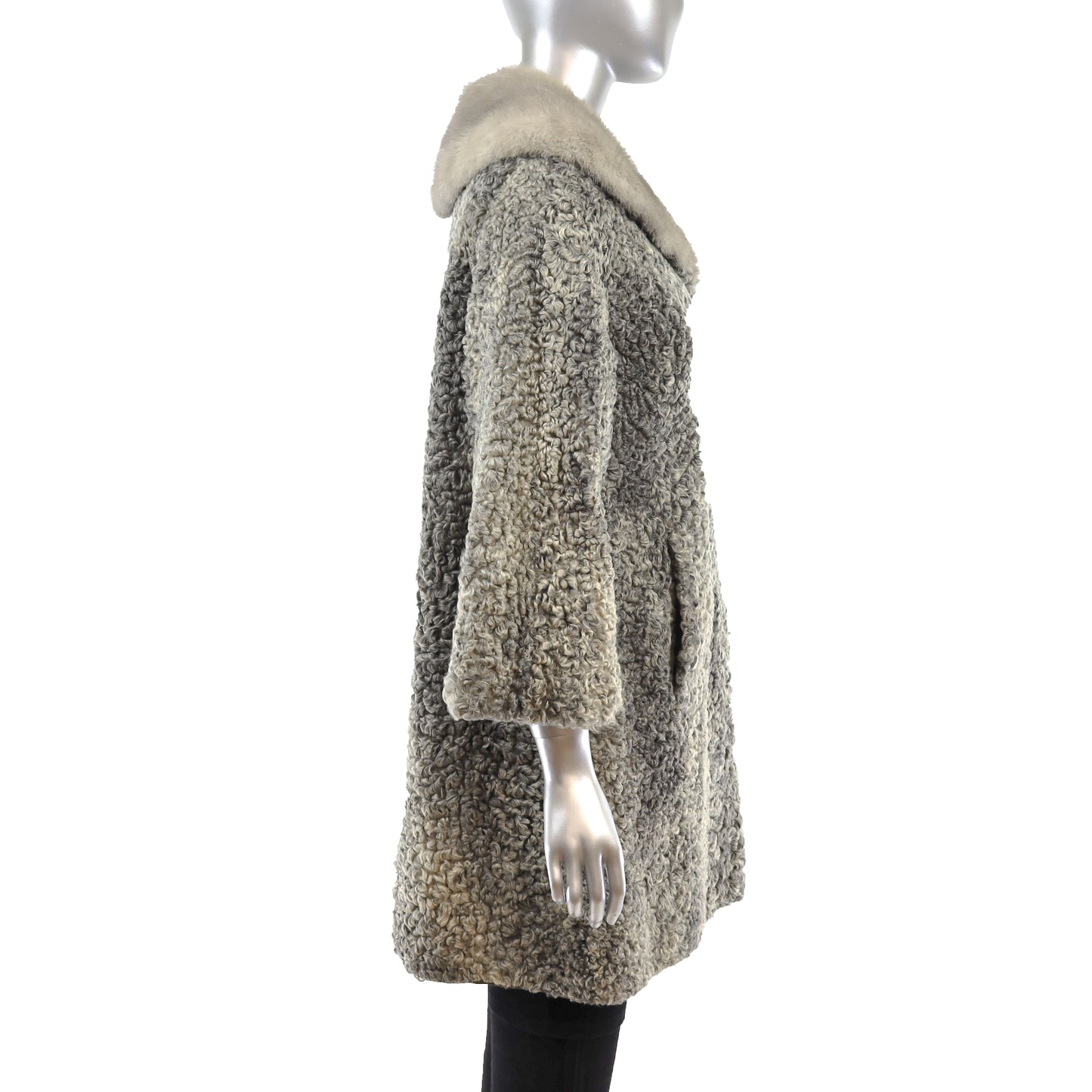 Lamb Coat with Mink Collar- Size M