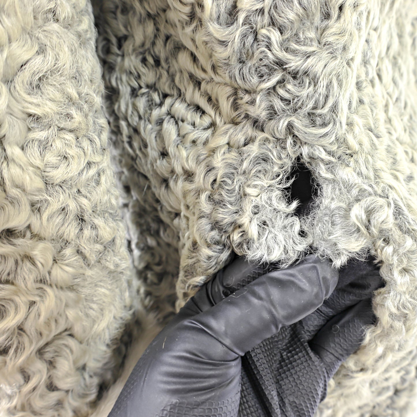 Grey Lamb Coat with Mink Trim- Size M