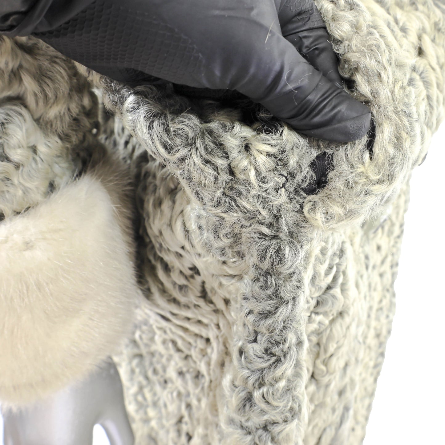 Grey Lamb Coat with Mink Trim- Size M