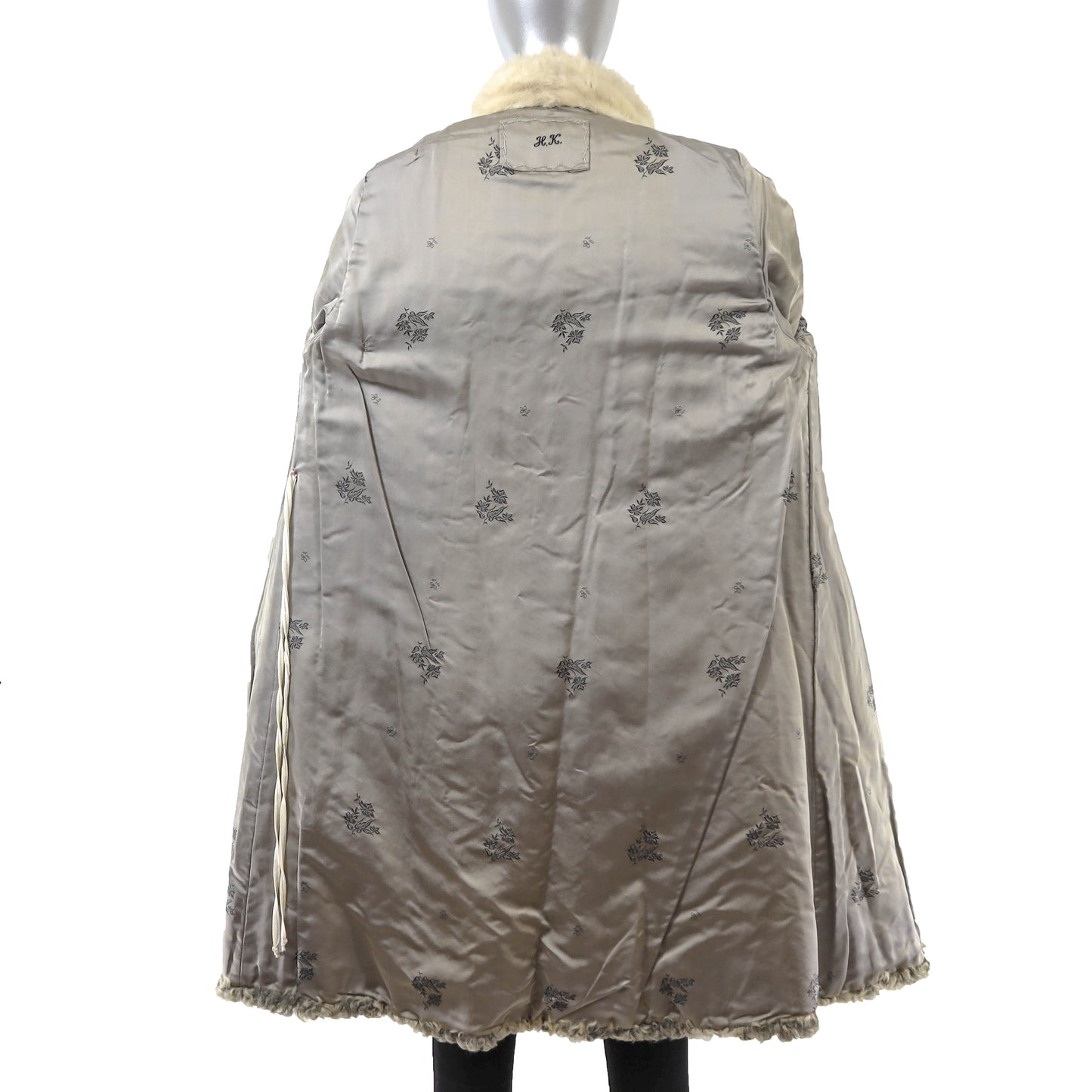 Grey Lamb Coat with Mink Trim- Size M