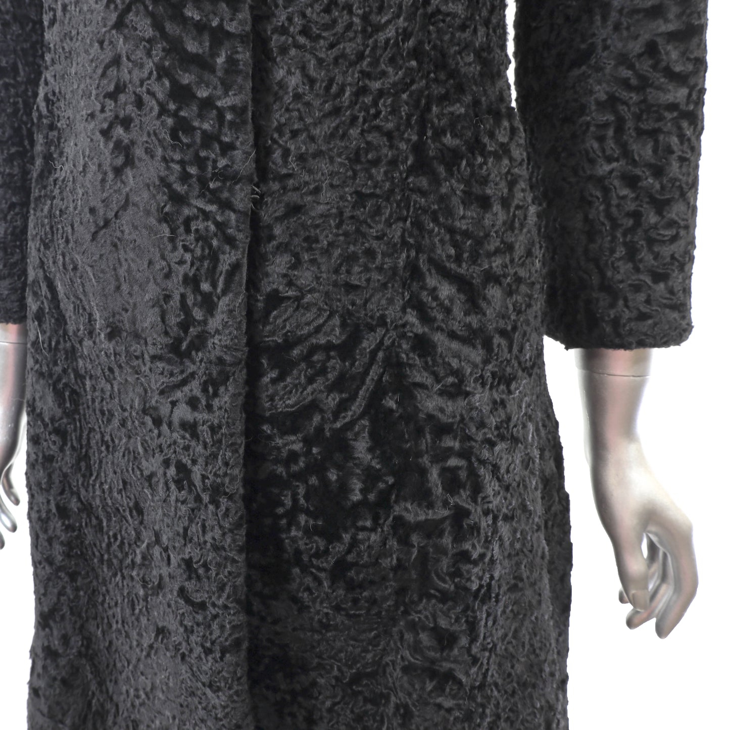 Black Lamb Coat with Fox Collar- Size XS