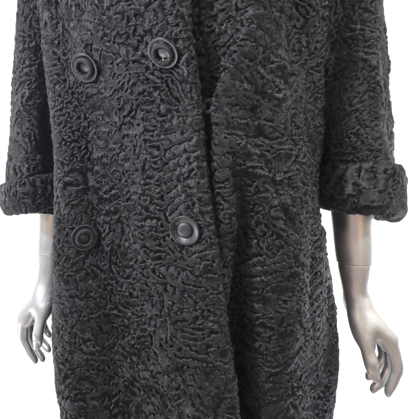 Persian Black Lamb Coat with Mink Collar- Size XL