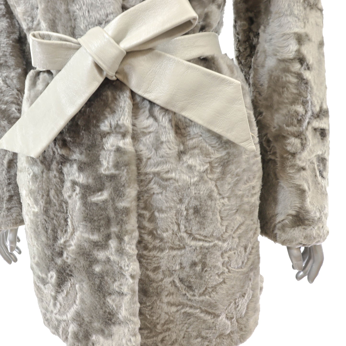 Grey Lamb 3/4 Coat with Fox Collar- Size M
